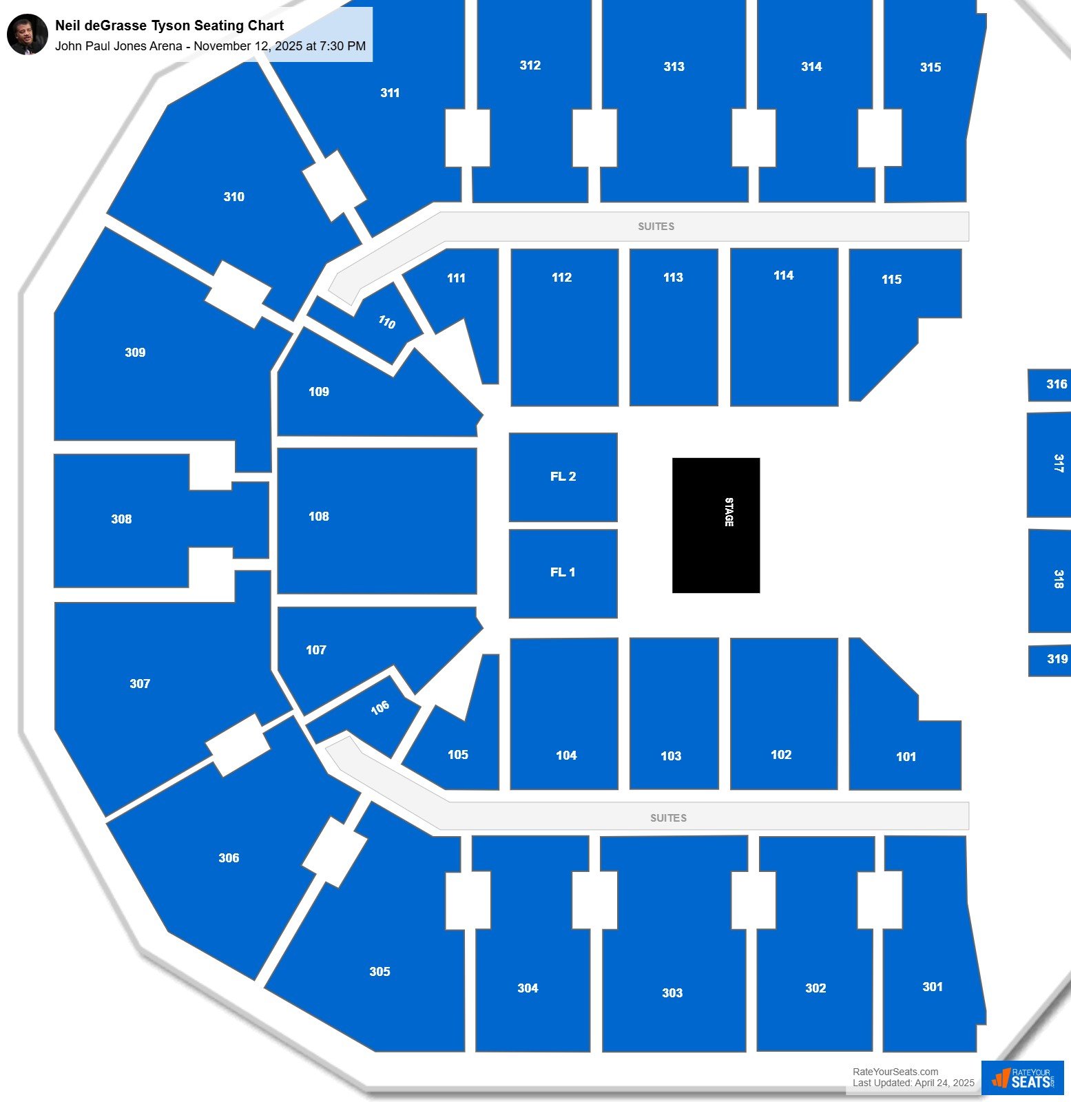 Neil deGrasse Tyson seating chart John Paul Jones Arena