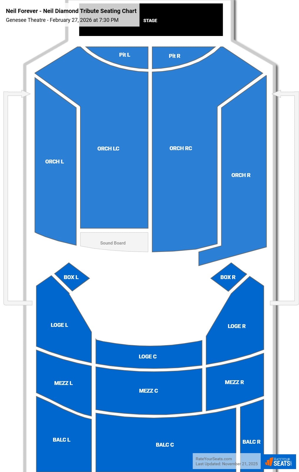 Neil Forever - Neil Diamond Tribute seating chart Genesee Theatre