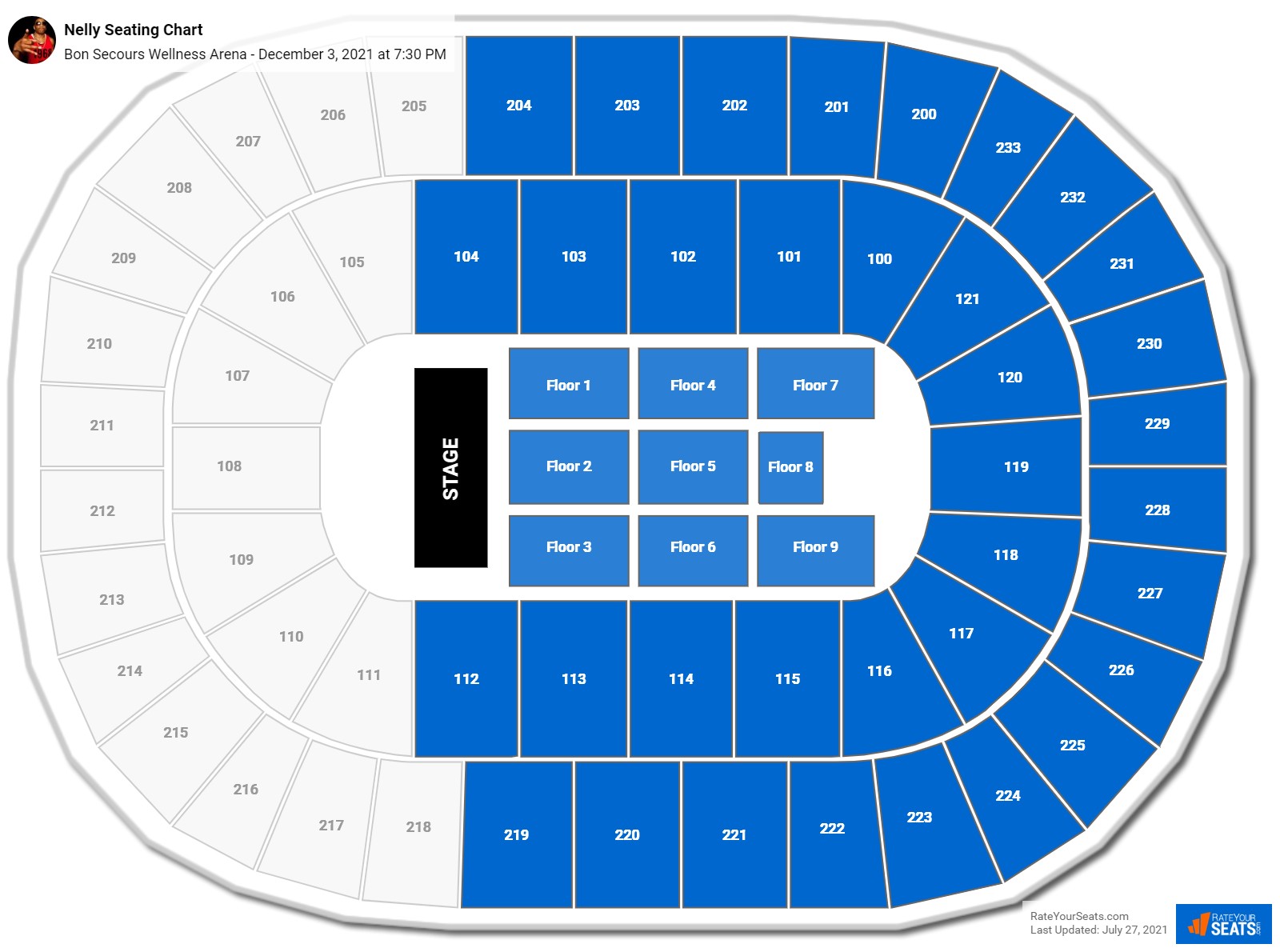 Nelly seating chart Bon Secours Wellness Arena