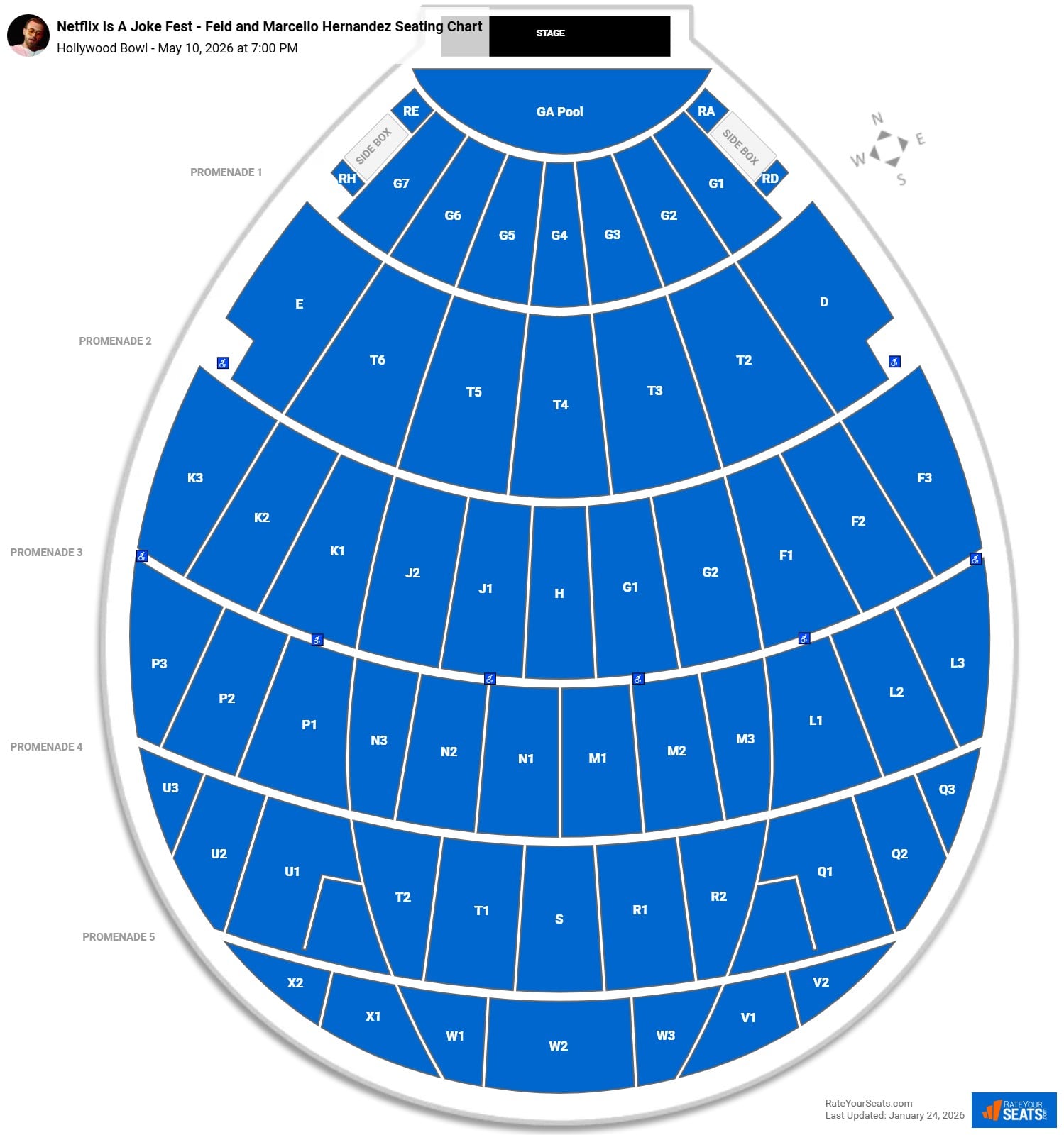 Netflix Is A Joke Fest - Feid and Marcello Hernandez seating chart Hollywood Bowl