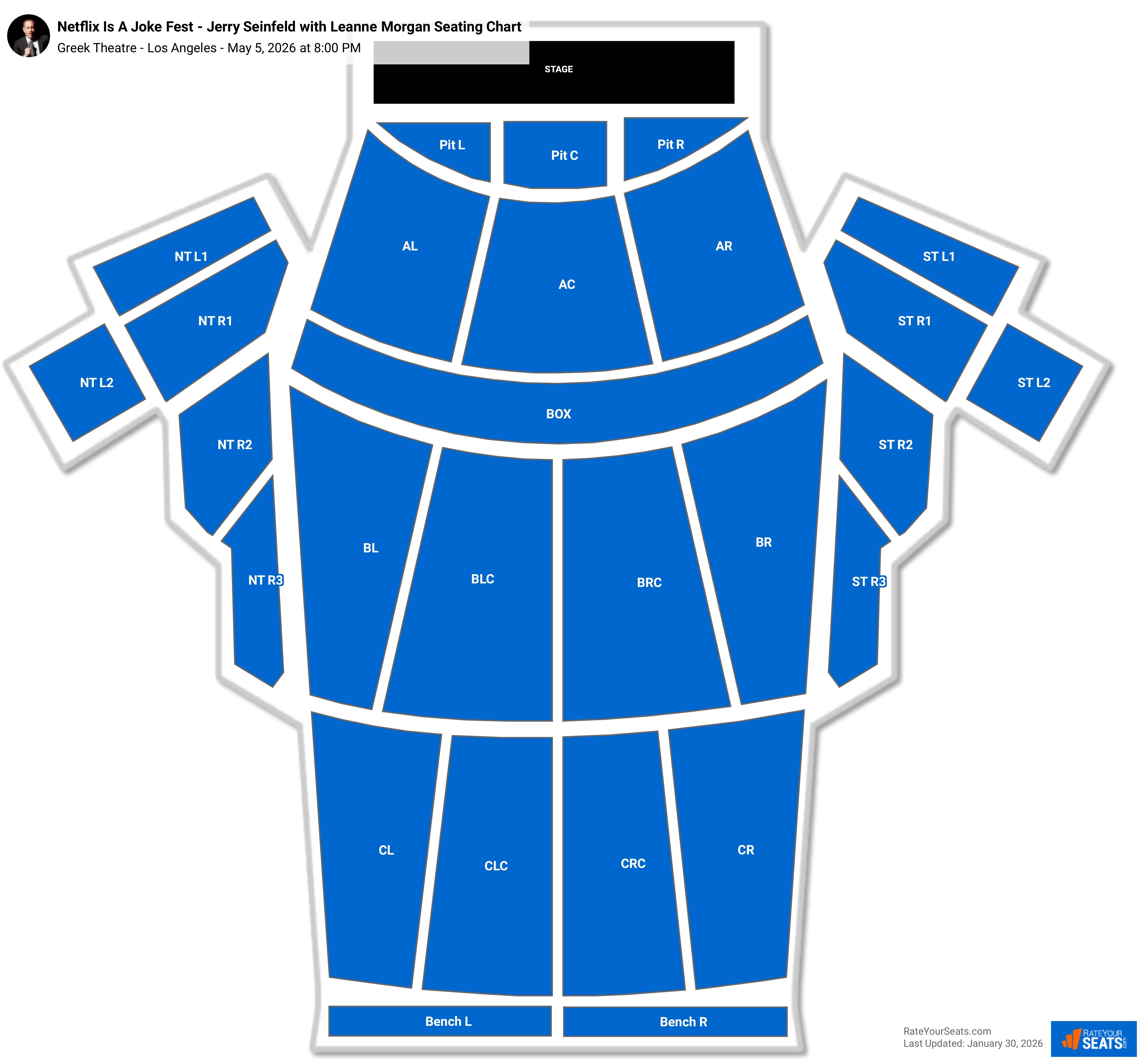 Netflix Is A Joke Fest - Jerry Seinfeld with Leanne Morgan seating chart Greek Theatre - Los Angeles