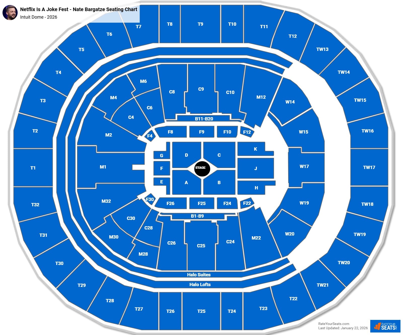 Netflix Is A Joke Fest - Nate Bargatze seating chart Intuit Dome