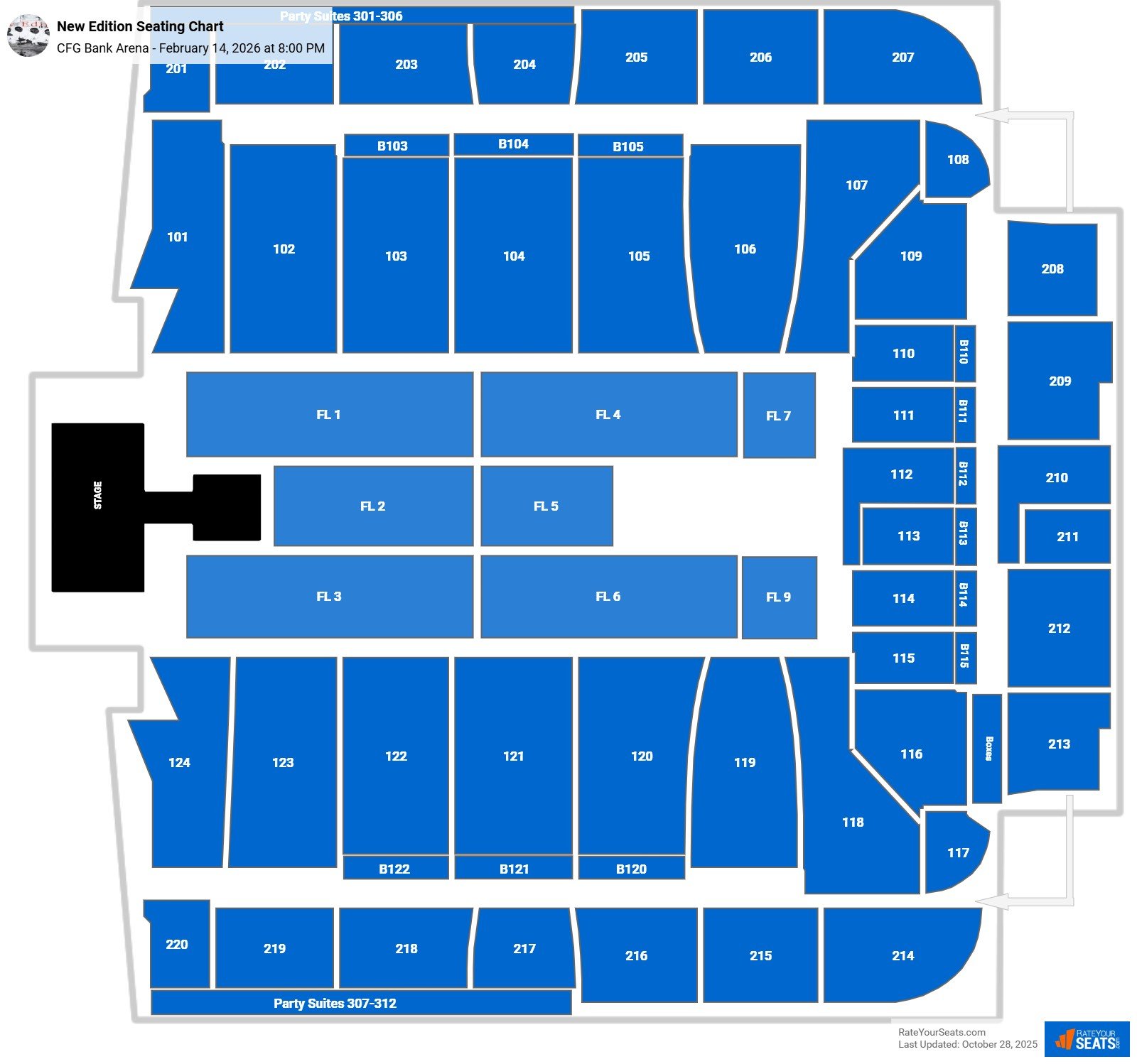 New Edition seating chart CFG Bank Arena
