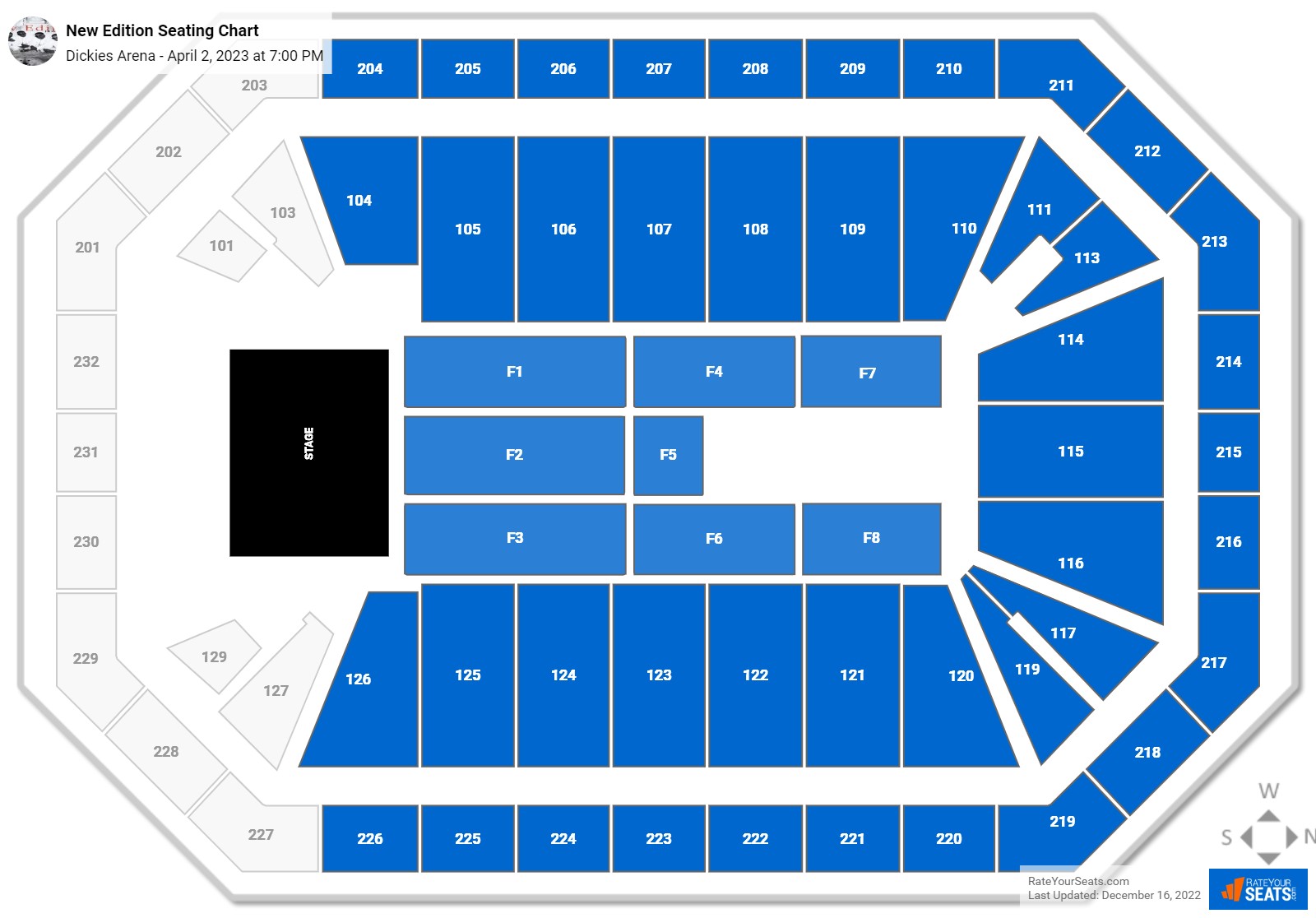 New Edition seating chart Dickies Arena