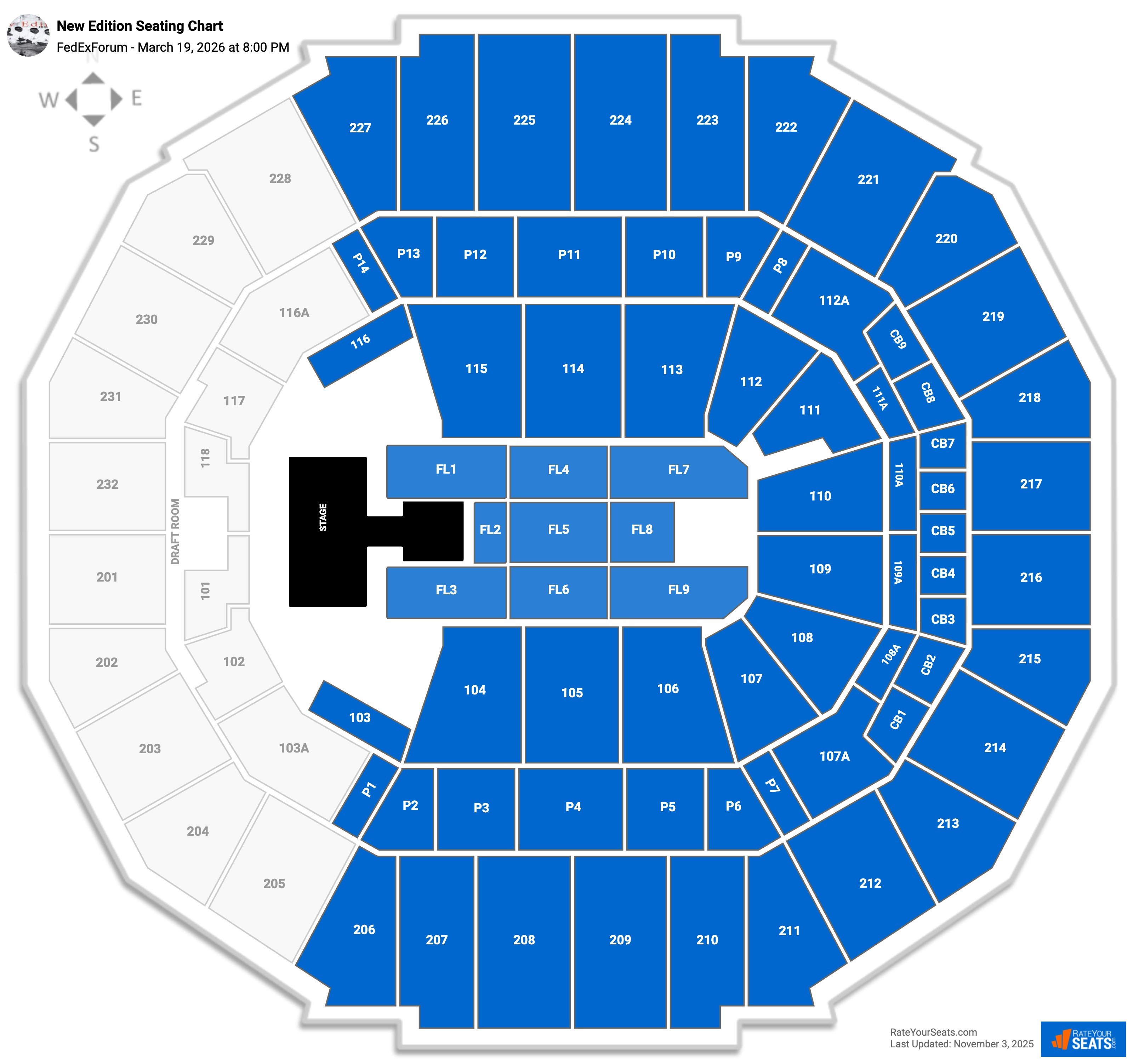 New Edition seating chart FedExForum