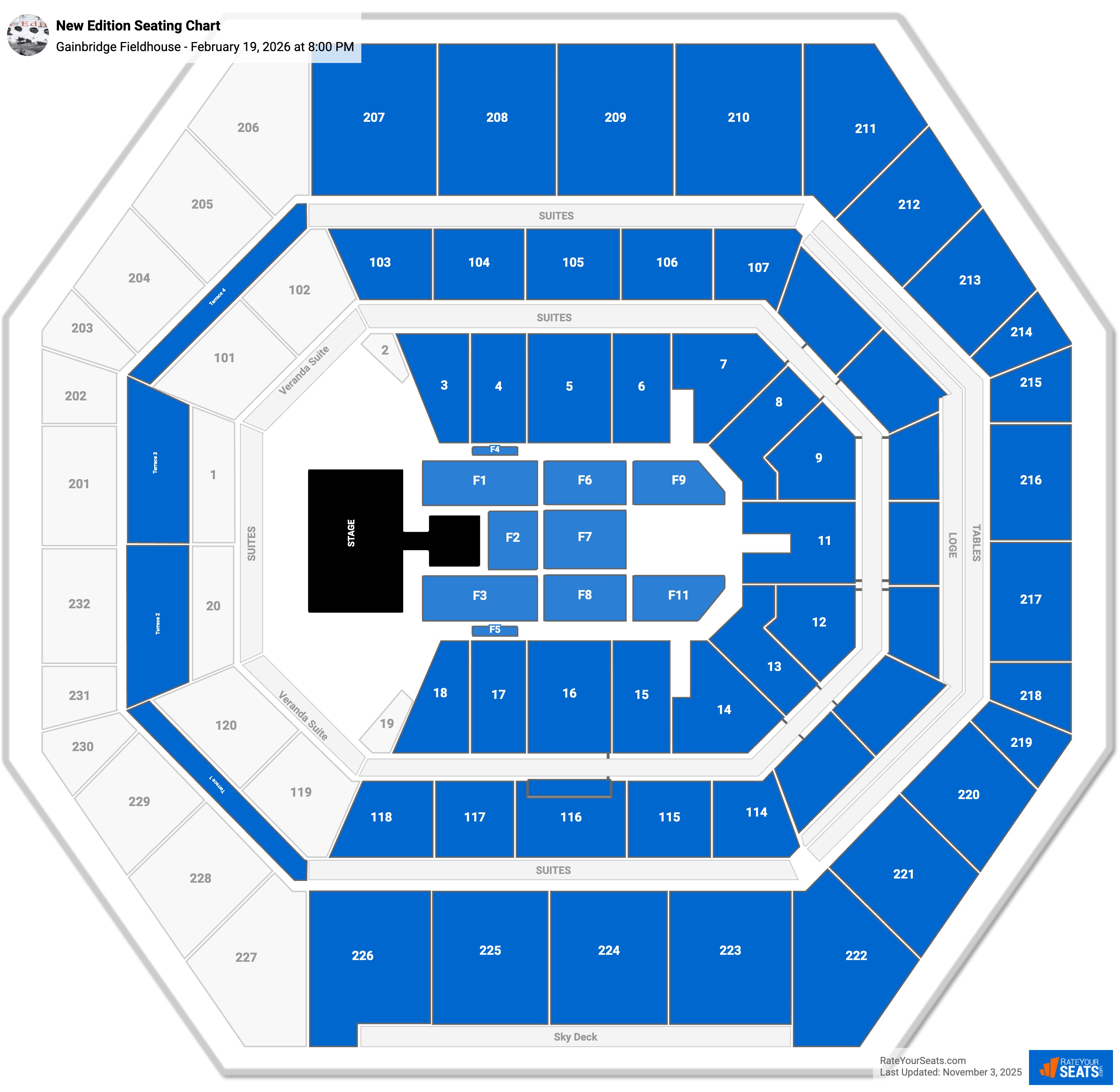 New Edition seating chart Gainbridge Fieldhouse