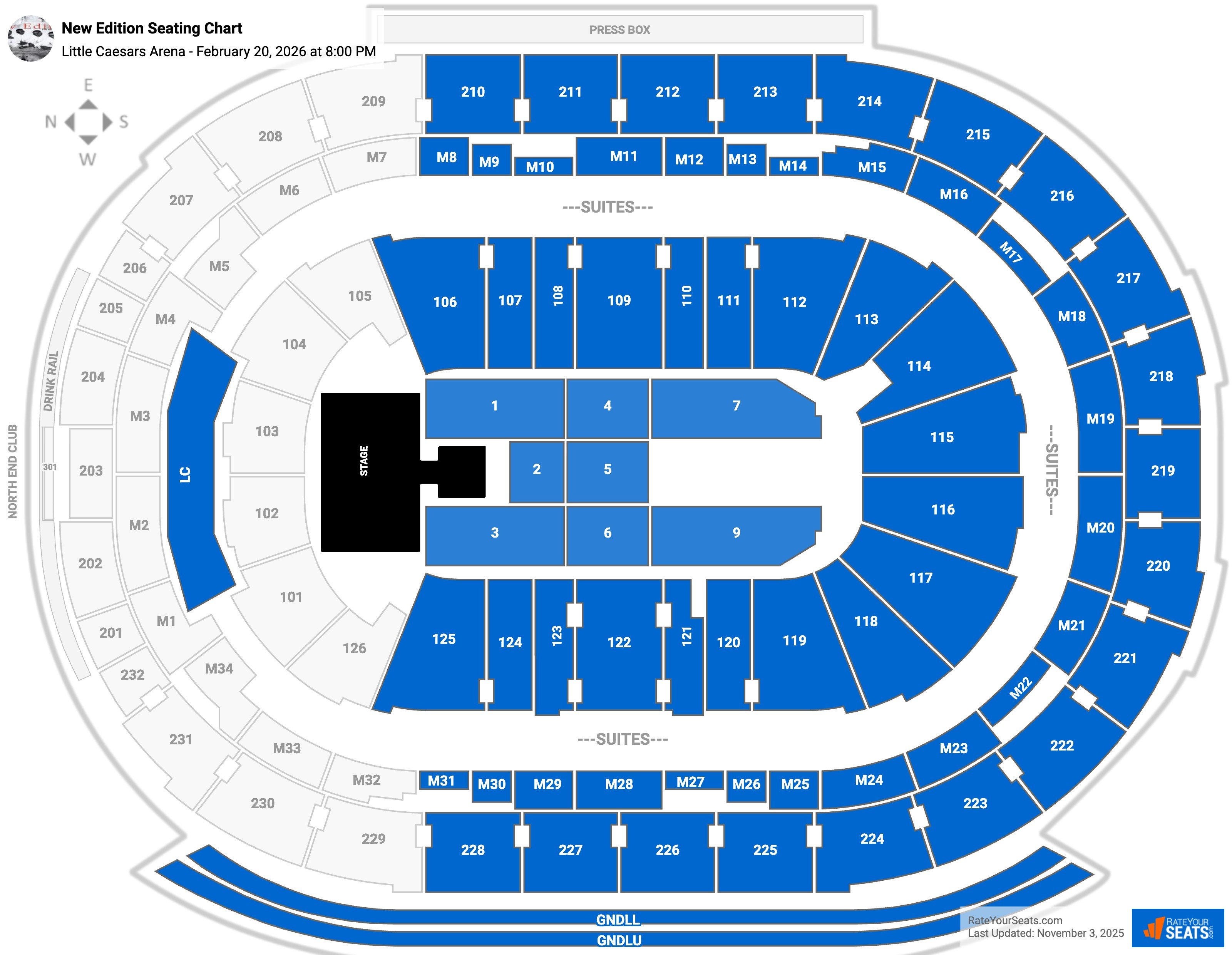 New Edition seating chart Little Caesars Arena