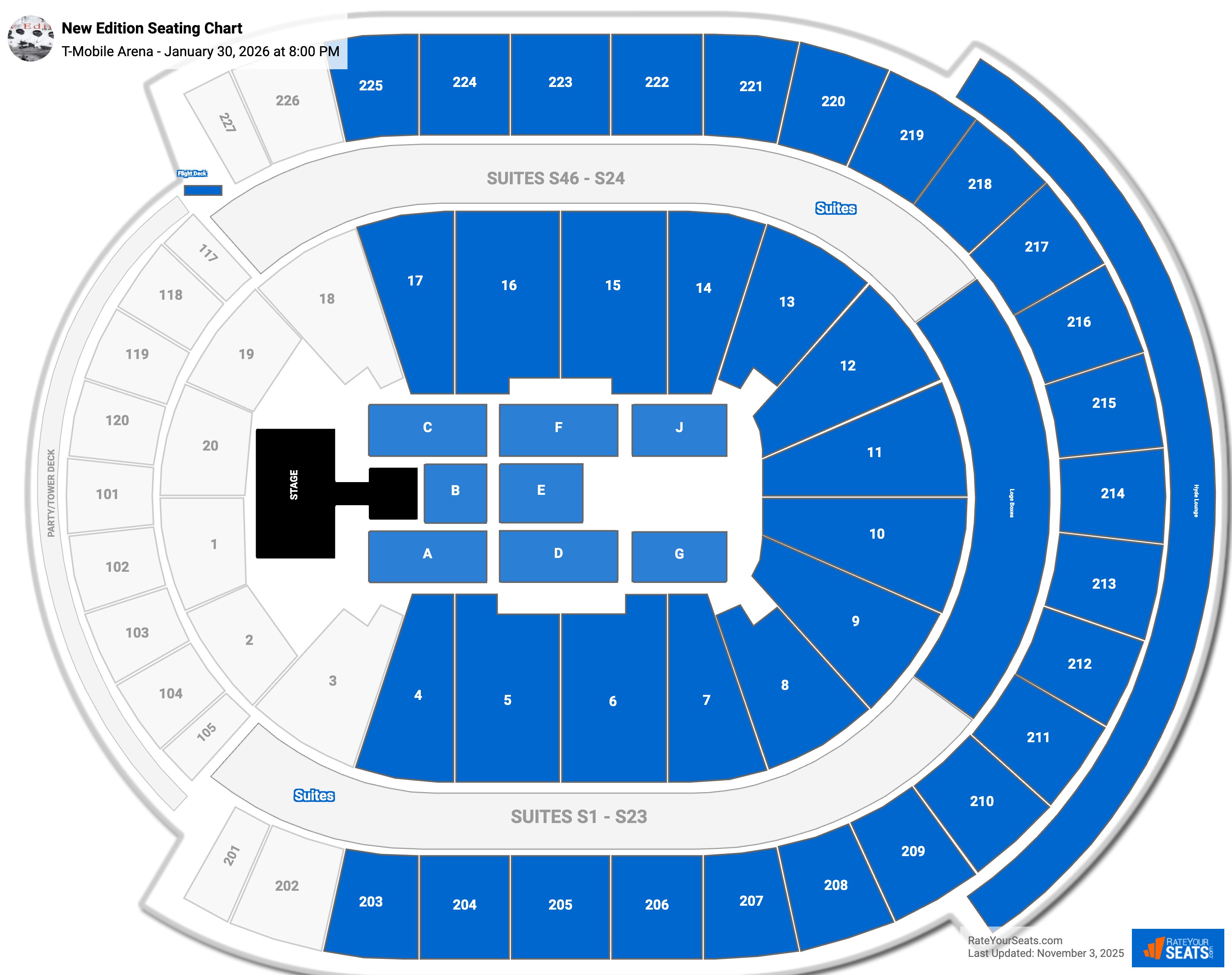New Edition seating chart T-Mobile Arena