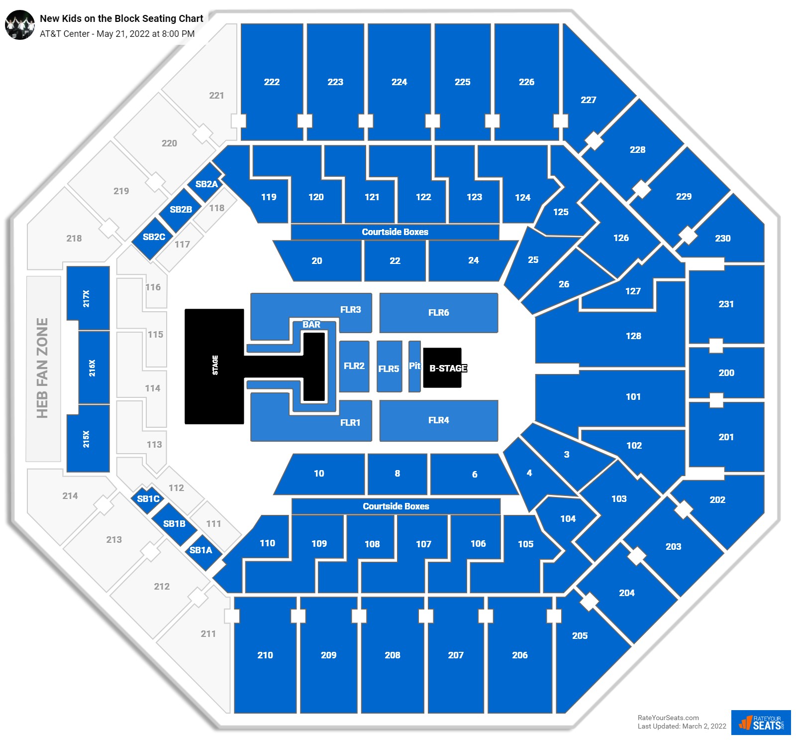 New Kids on the Block seating chart AT&T Center