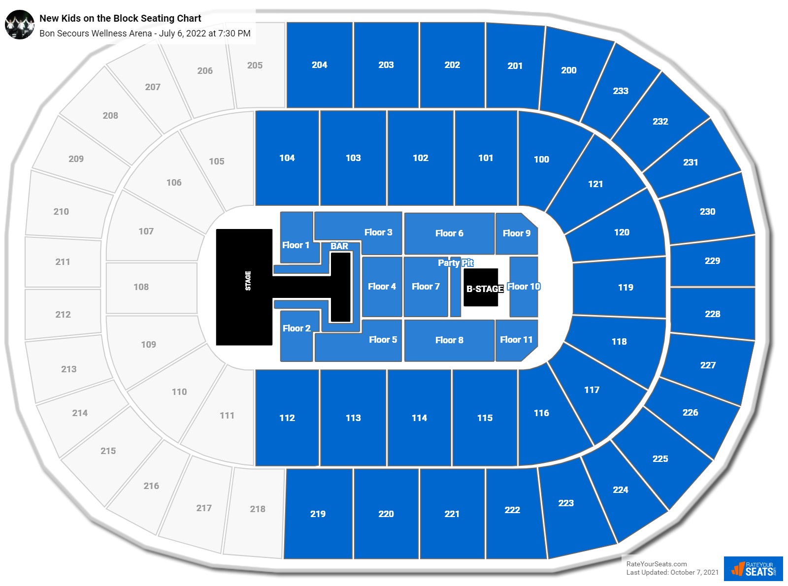 New Kids on the Block seating chart Bon Secours Wellness Arena