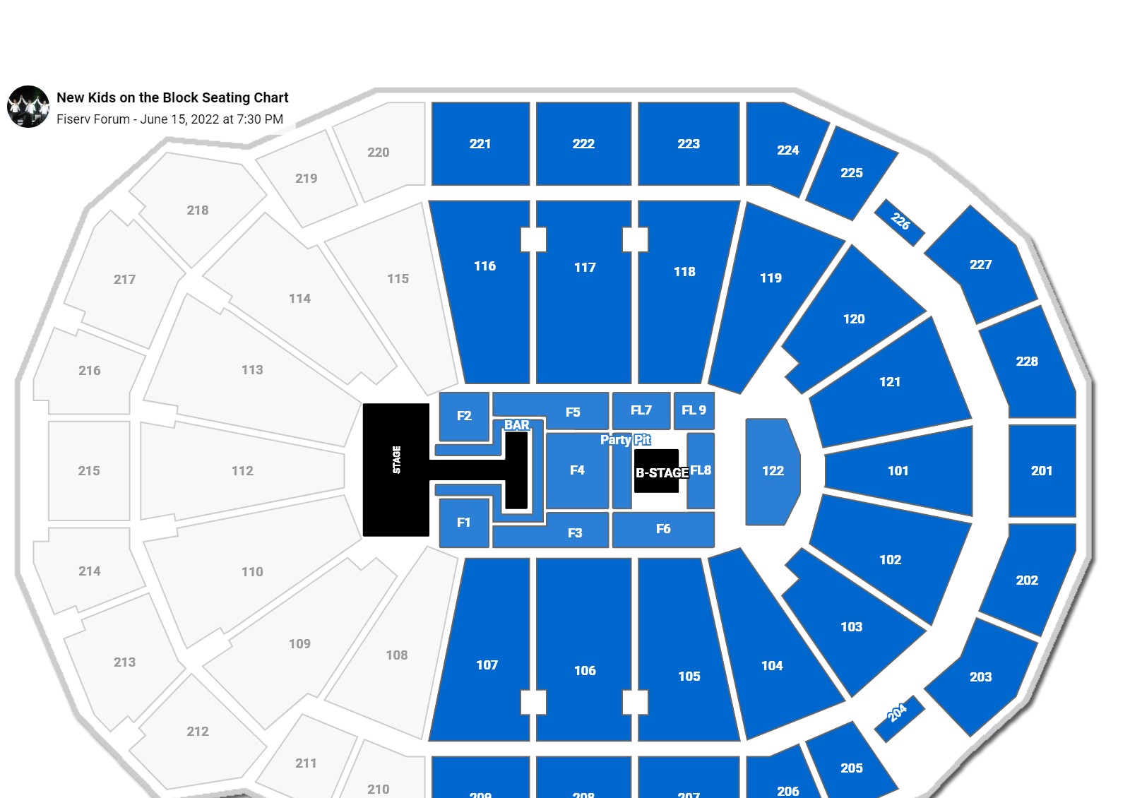 New Kids on the Block seating chart Fiserv Forum