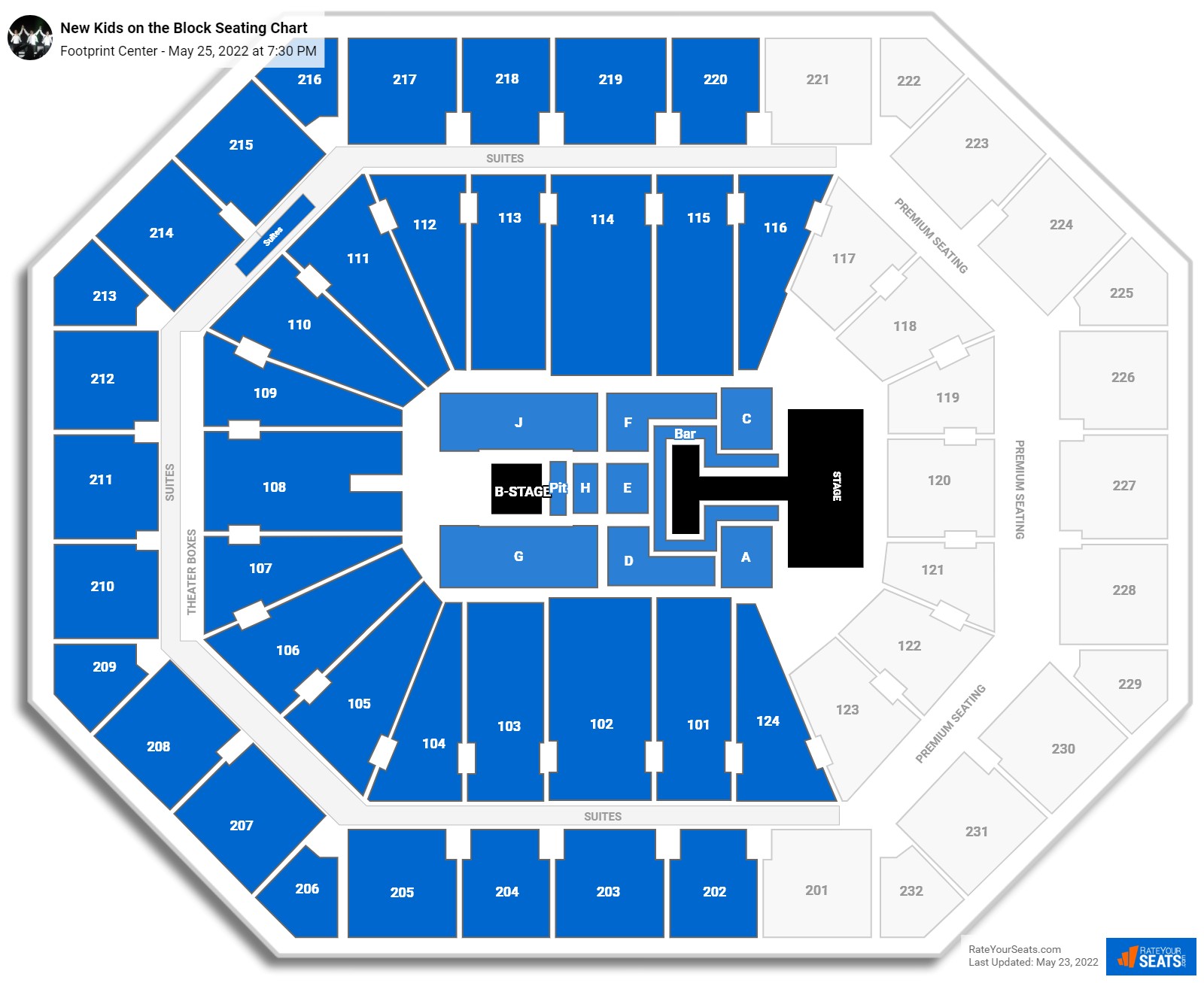 New Kids on the Block seating chart Footprint Center