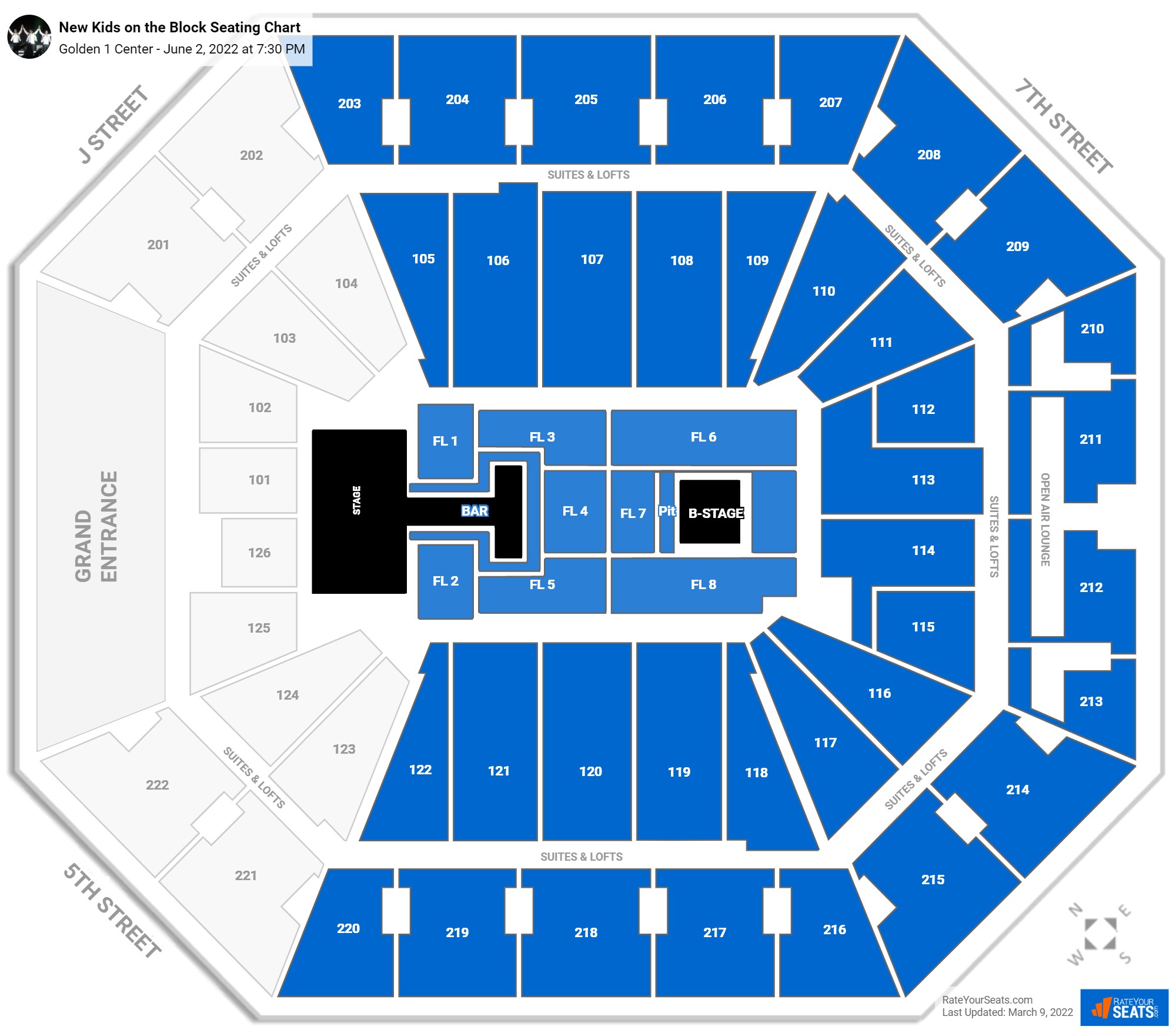 New Kids on the Block seating chart Golden 1 Center
