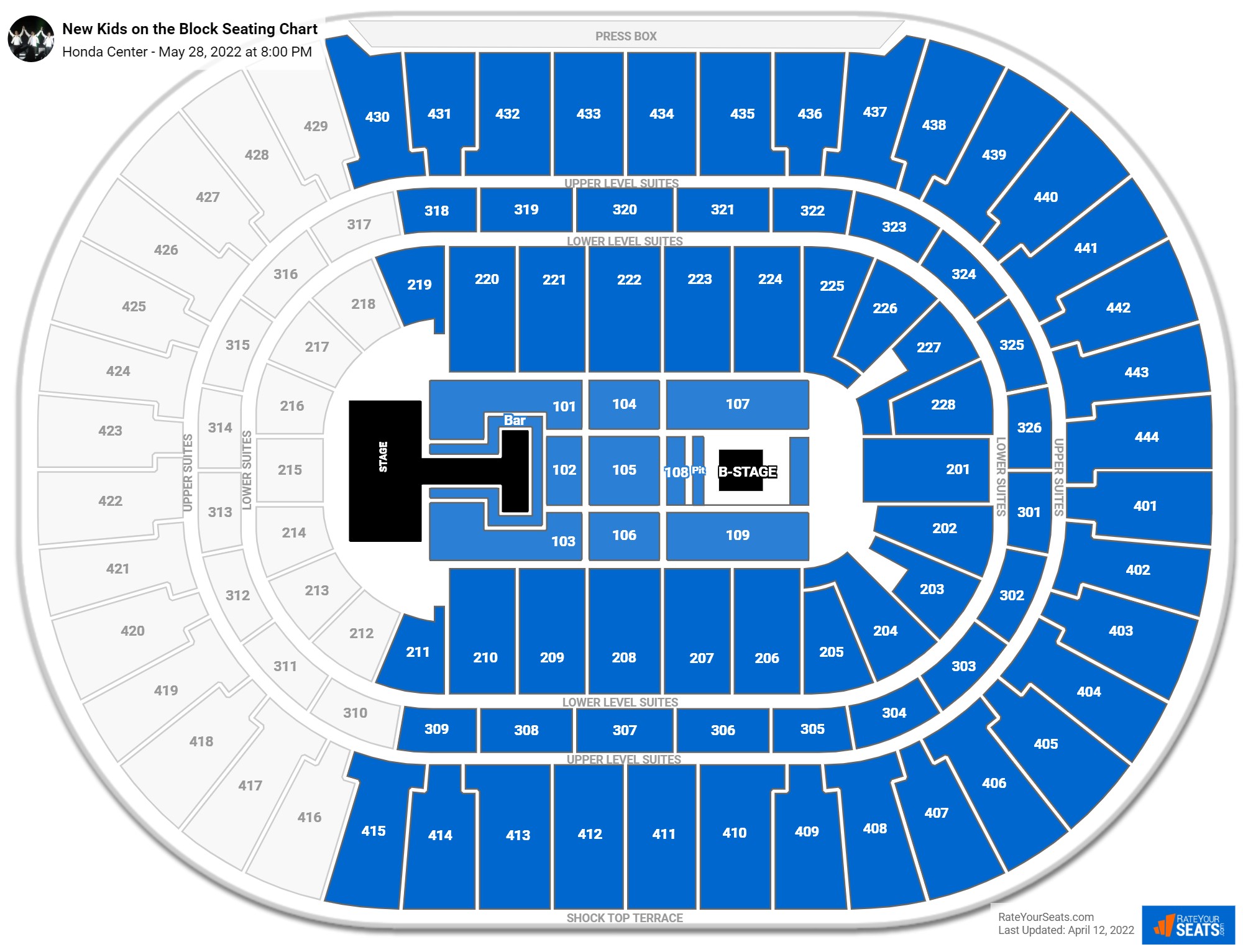 New Kids on the Block seating chart Honda Center