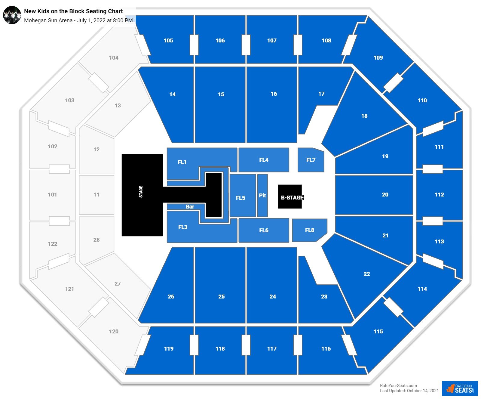 New Kids on the Block seating chart Mohegan Sun Arena