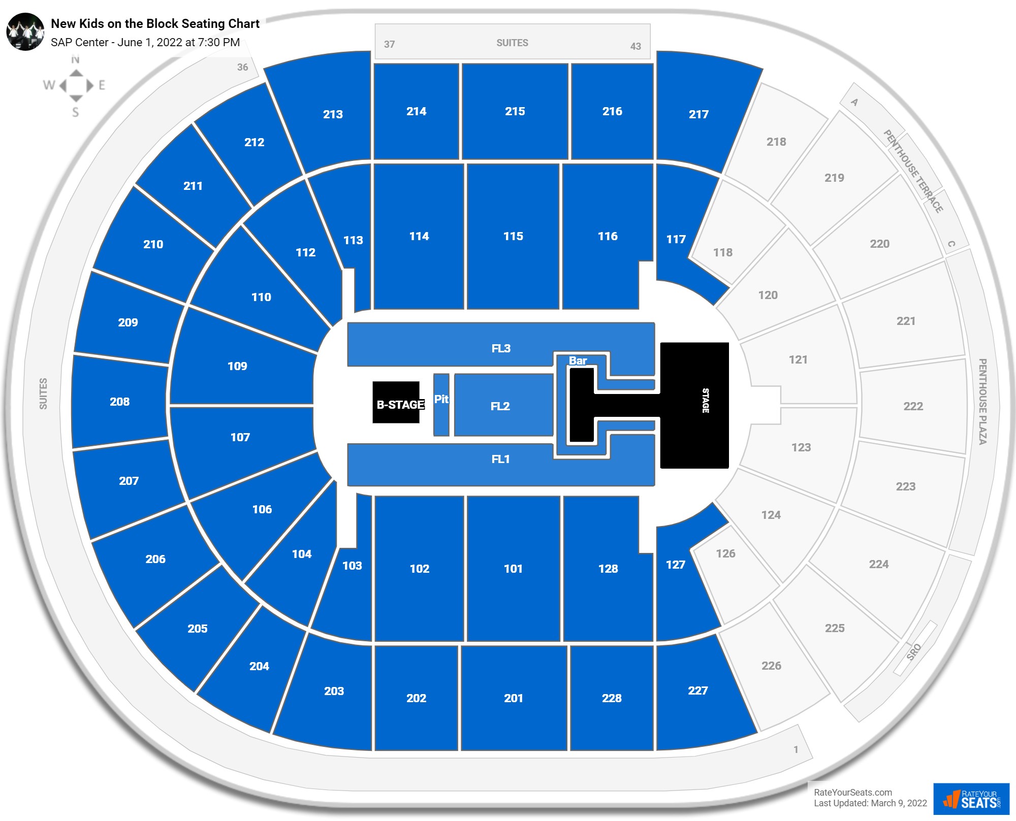 New Kids on the Block seating chart SAP Center