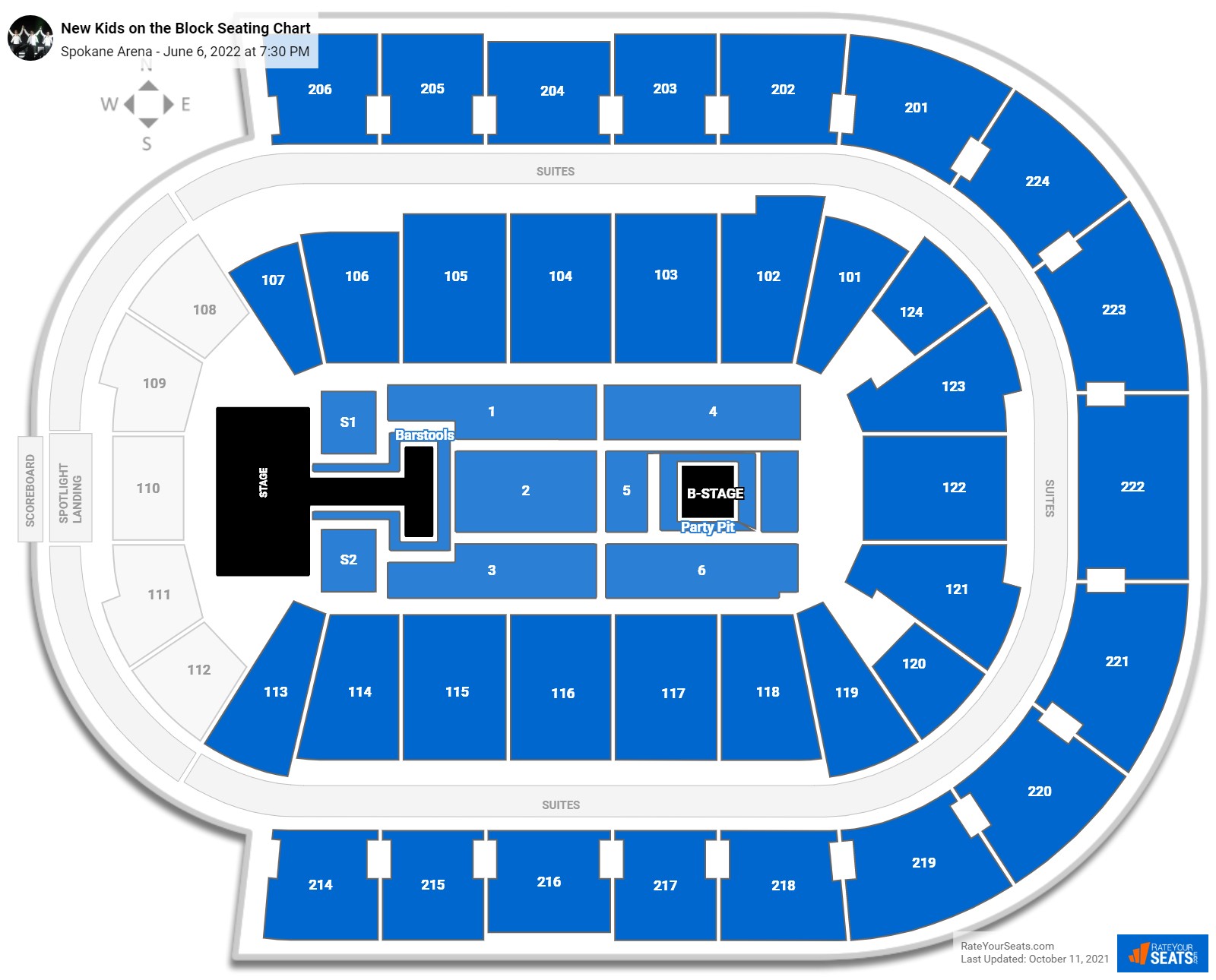 New Kids on the Block seating chart Spokane Arena