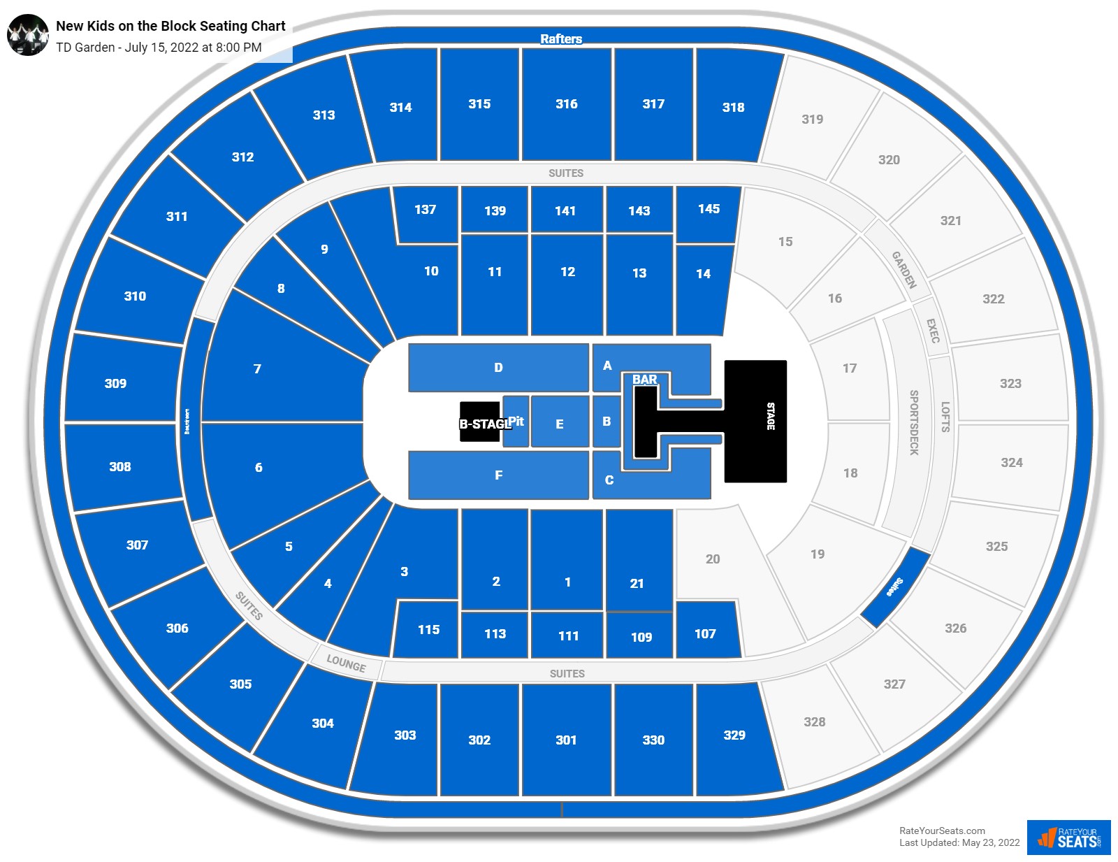 New Kids on the Block seating chart TD Garden