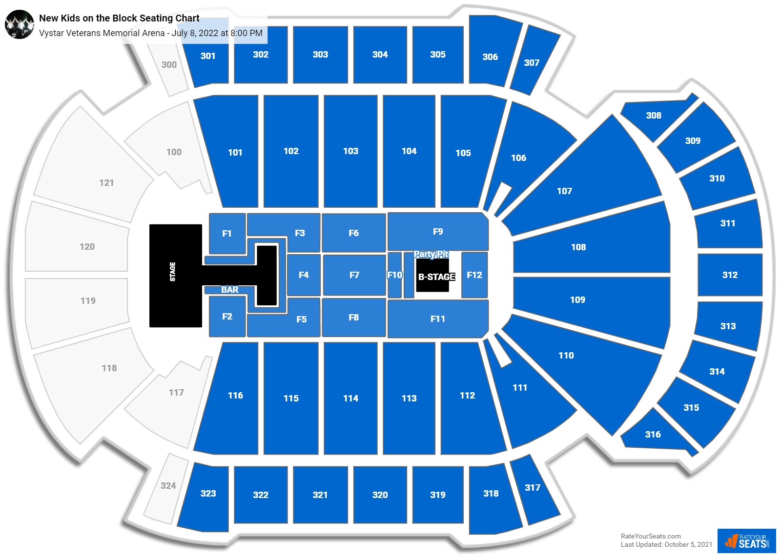 New Kids on the Block seating chart Vystar Veterans Memorial Arena