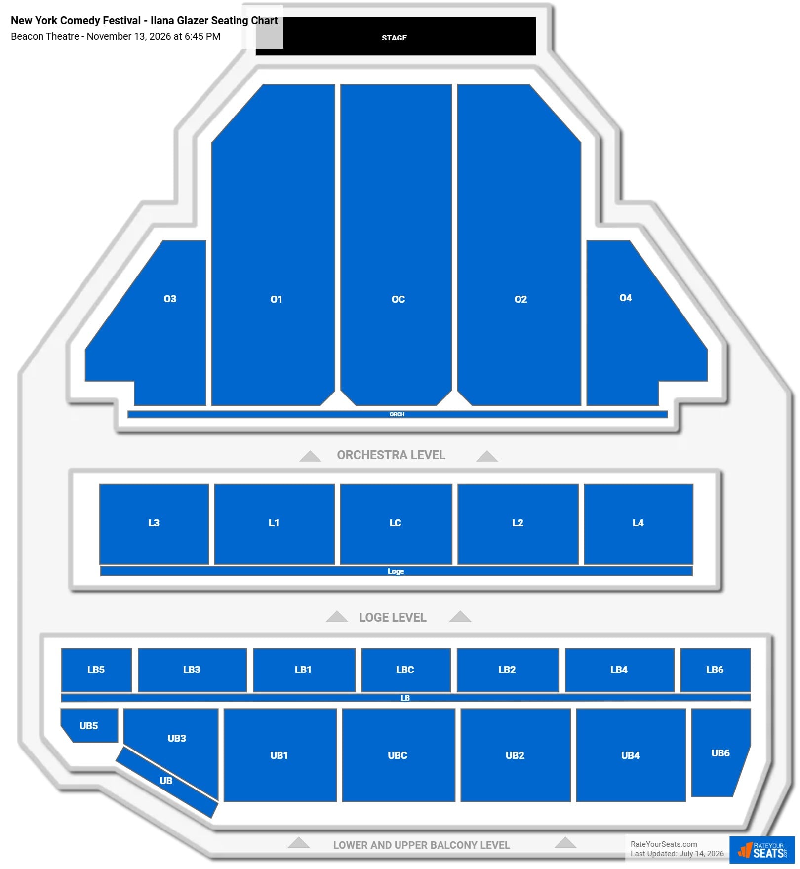 New York Comedy Festival - Ilana Glazer Seating Chart at Beacon Theatre