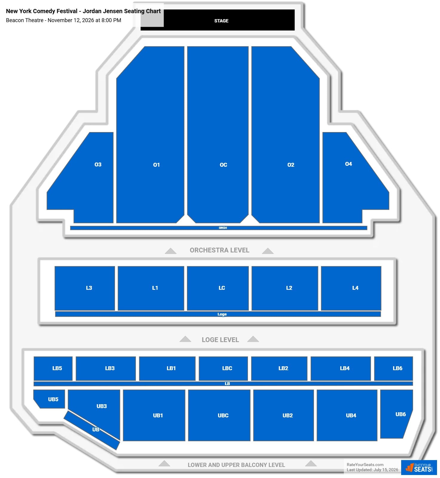 New York Comedy Festival - Jordan Jensen Seating Chart at Beacon Theatre
