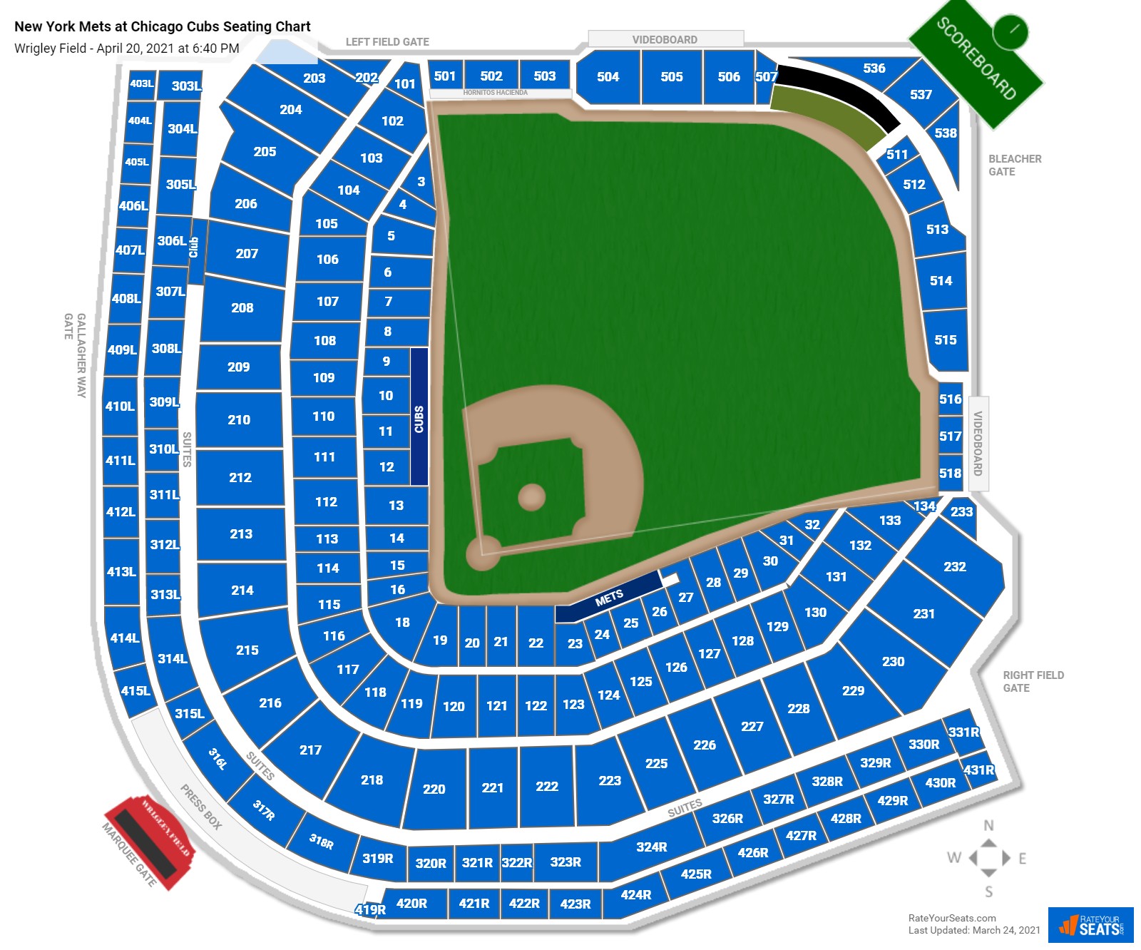 New York Mets at Chicago Cubs seating chart Wrigley Field
