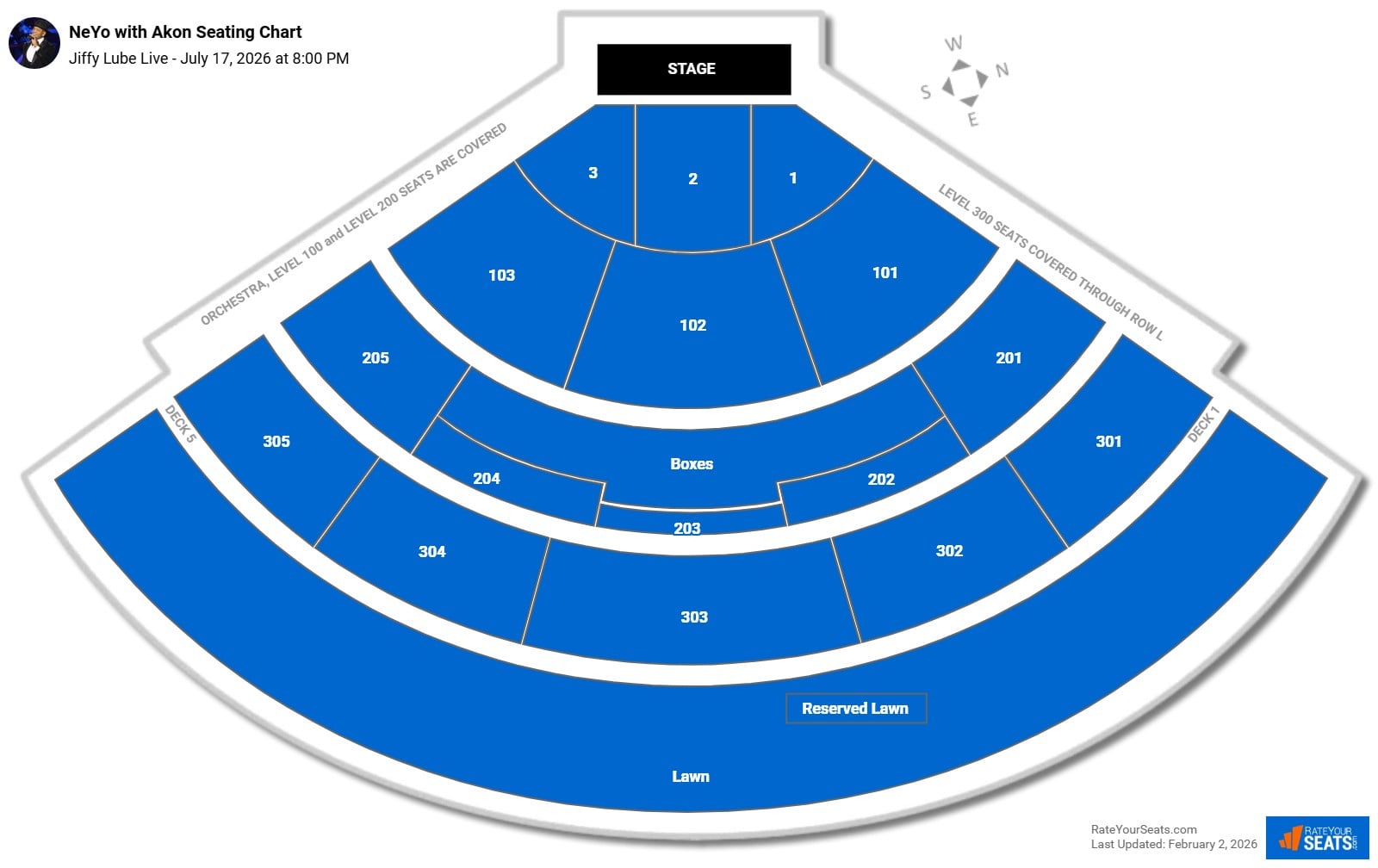NeYo with Akon seating chart Jiffy Lube Live