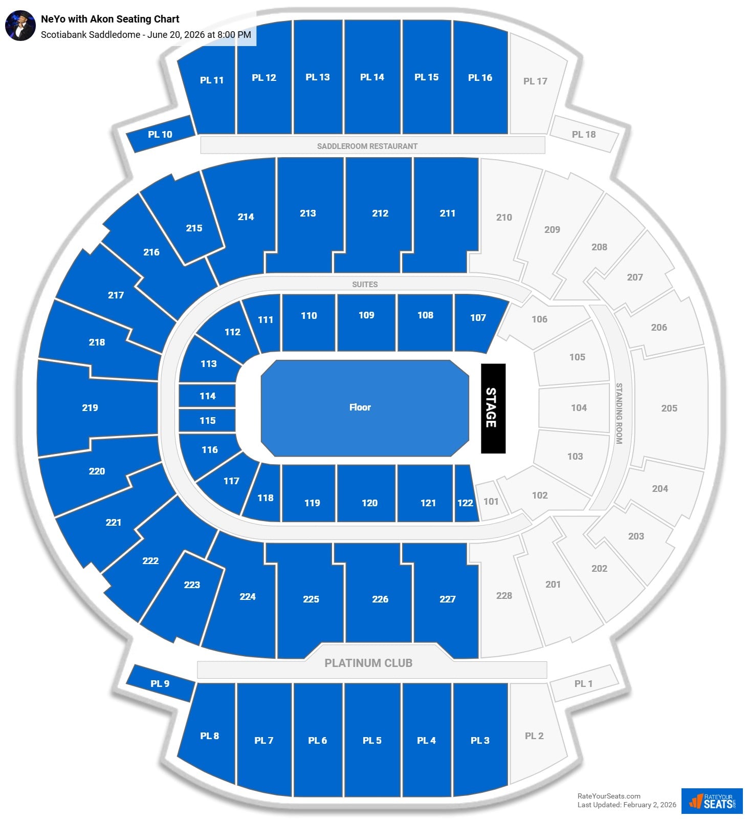 NeYo with Akon seating chart Scotiabank Saddledome