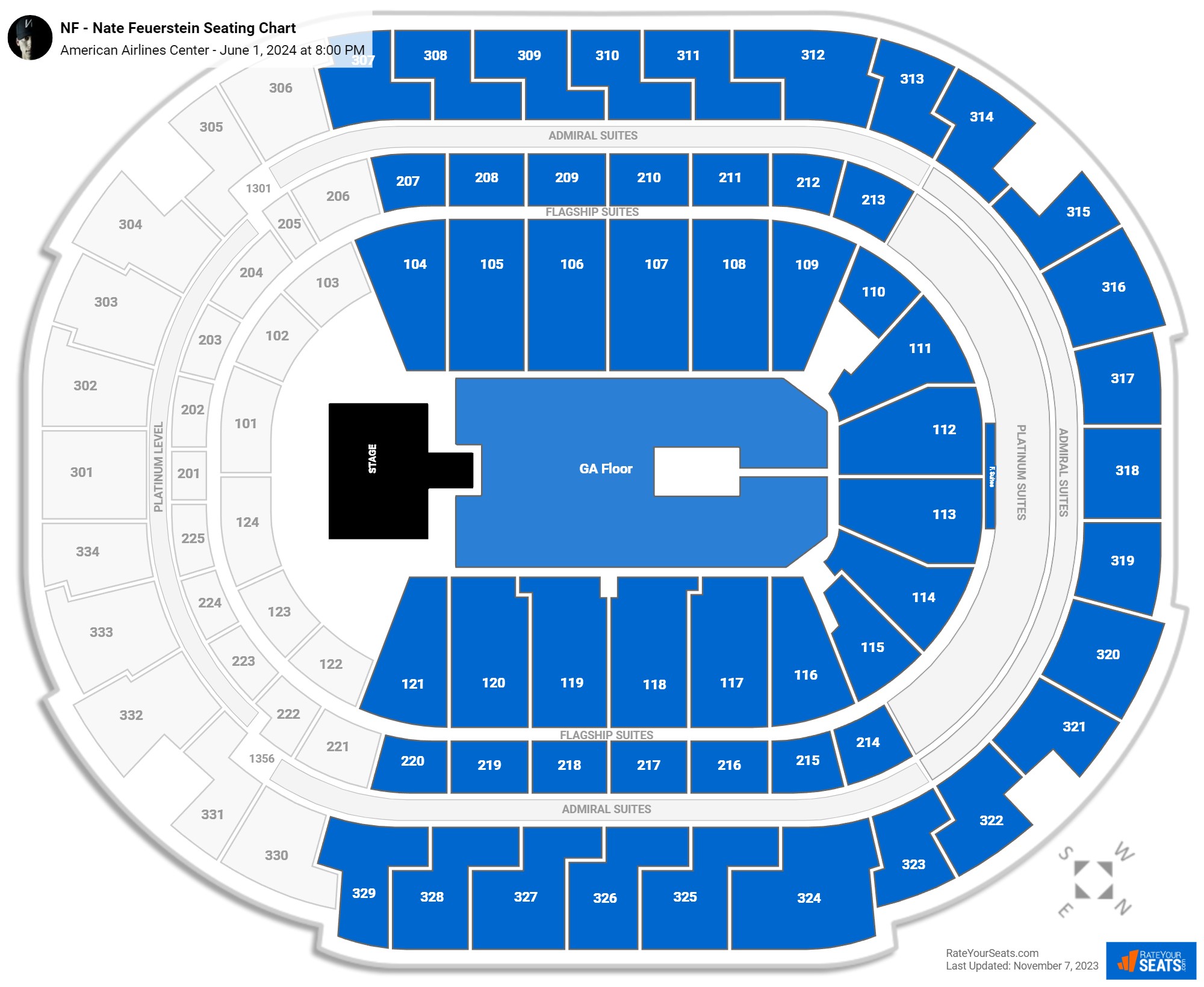 NF - Nate Feuerstein seating chart American Airlines Center