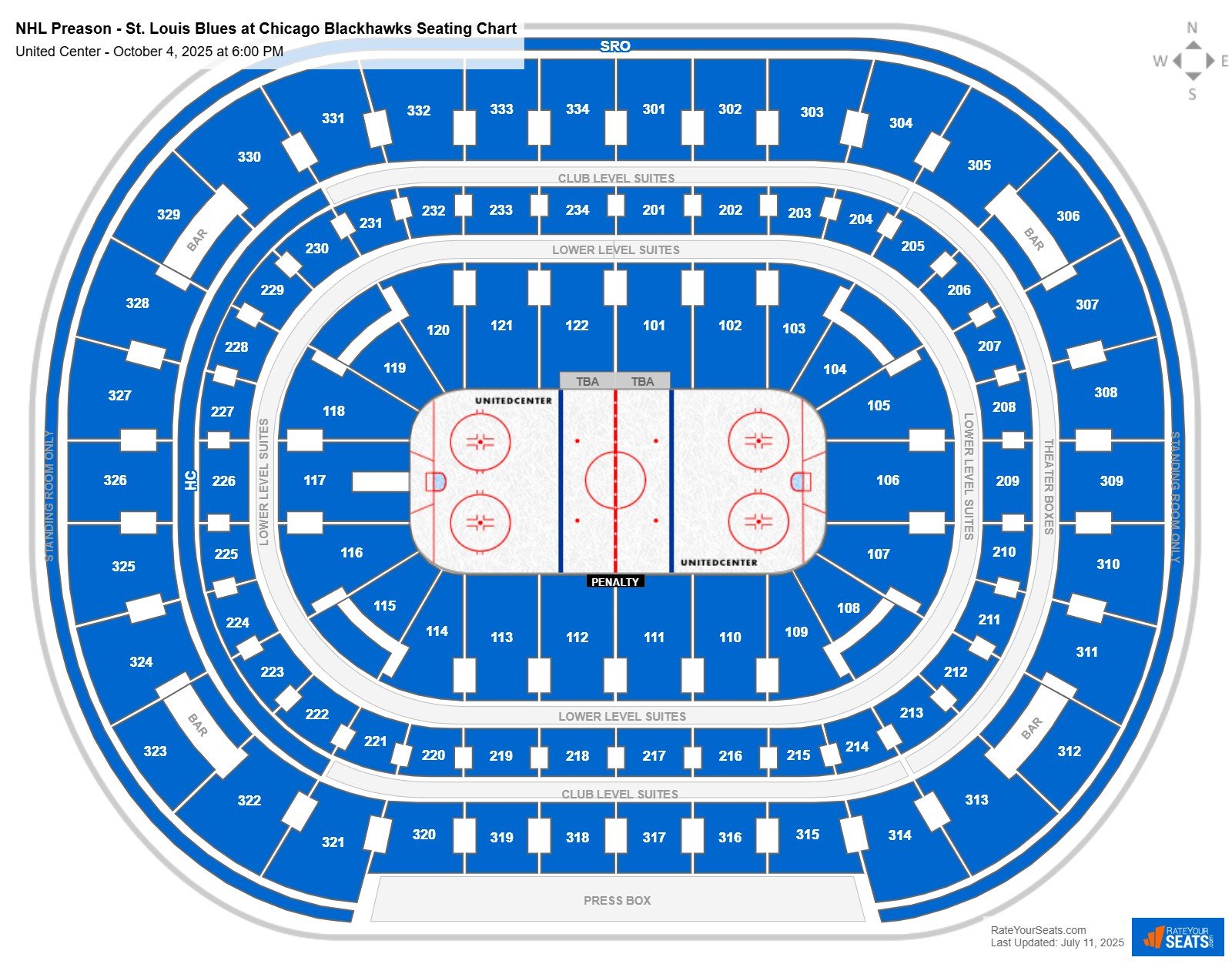 NHL Preason - St. Louis Blues at Chicago Blackhawks seating chart United Center
