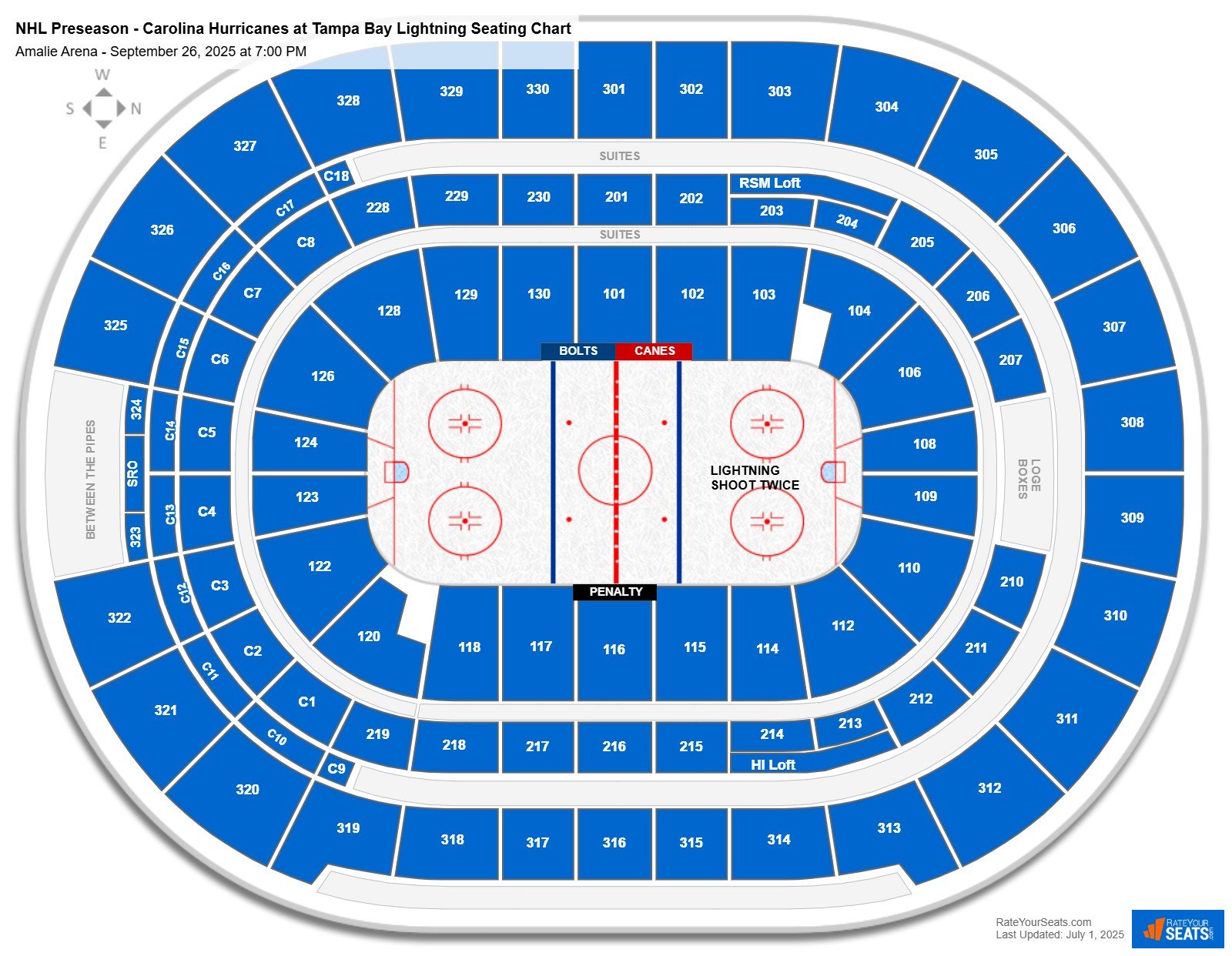 NHL Preseason - Carolina Hurricanes at Tampa Bay Lightning seating chart Amalie Arena