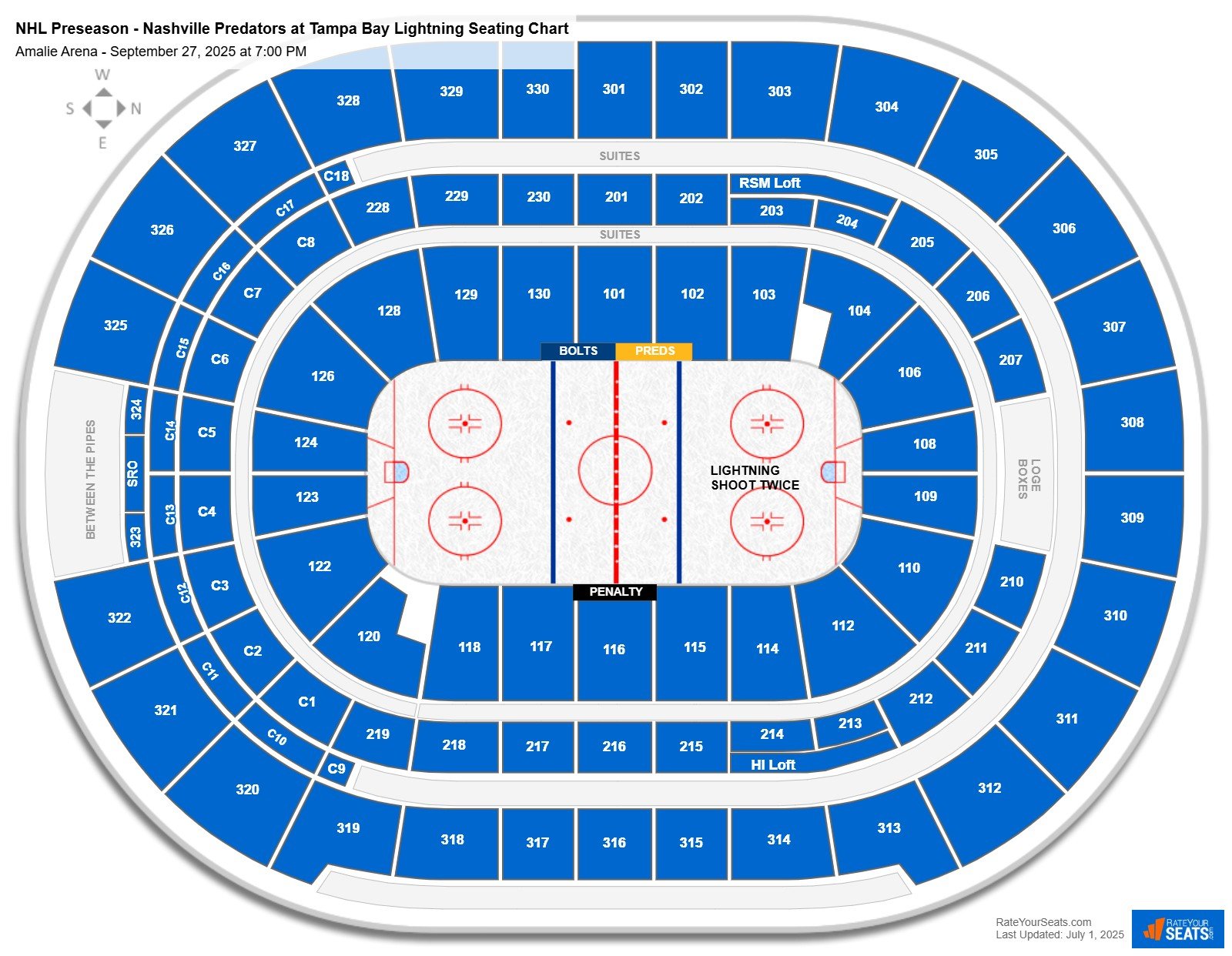 NHL Preseason - Nashville Predators at Tampa Bay Lightning seating chart Amalie Arena