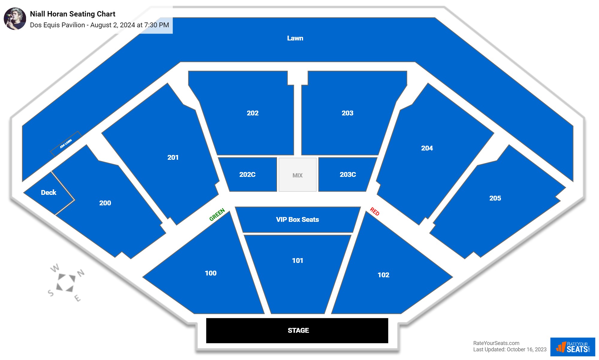 Niall Horan seating chart Dos Equis Pavilion