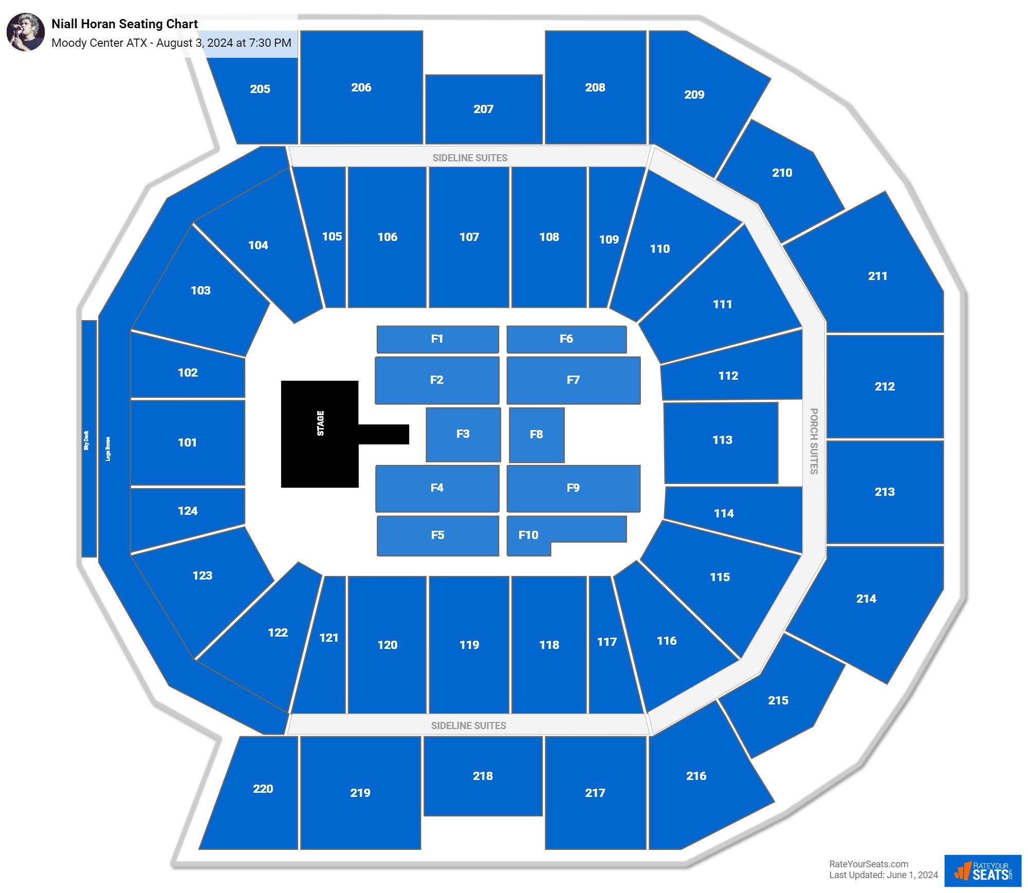 Niall Horan seating chart Moody Center ATX