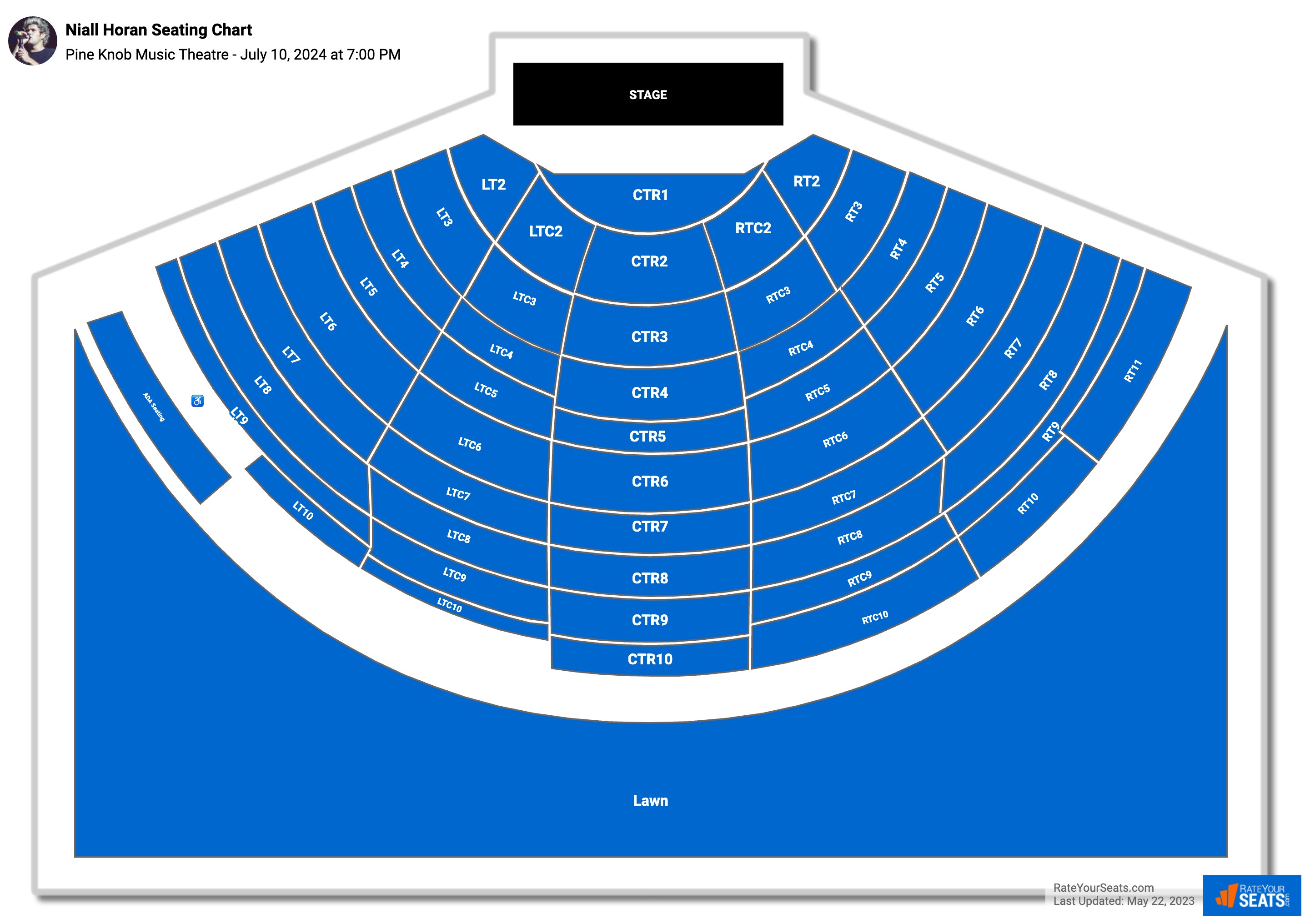 Niall Horan seating chart Pine Knob Music Theatre