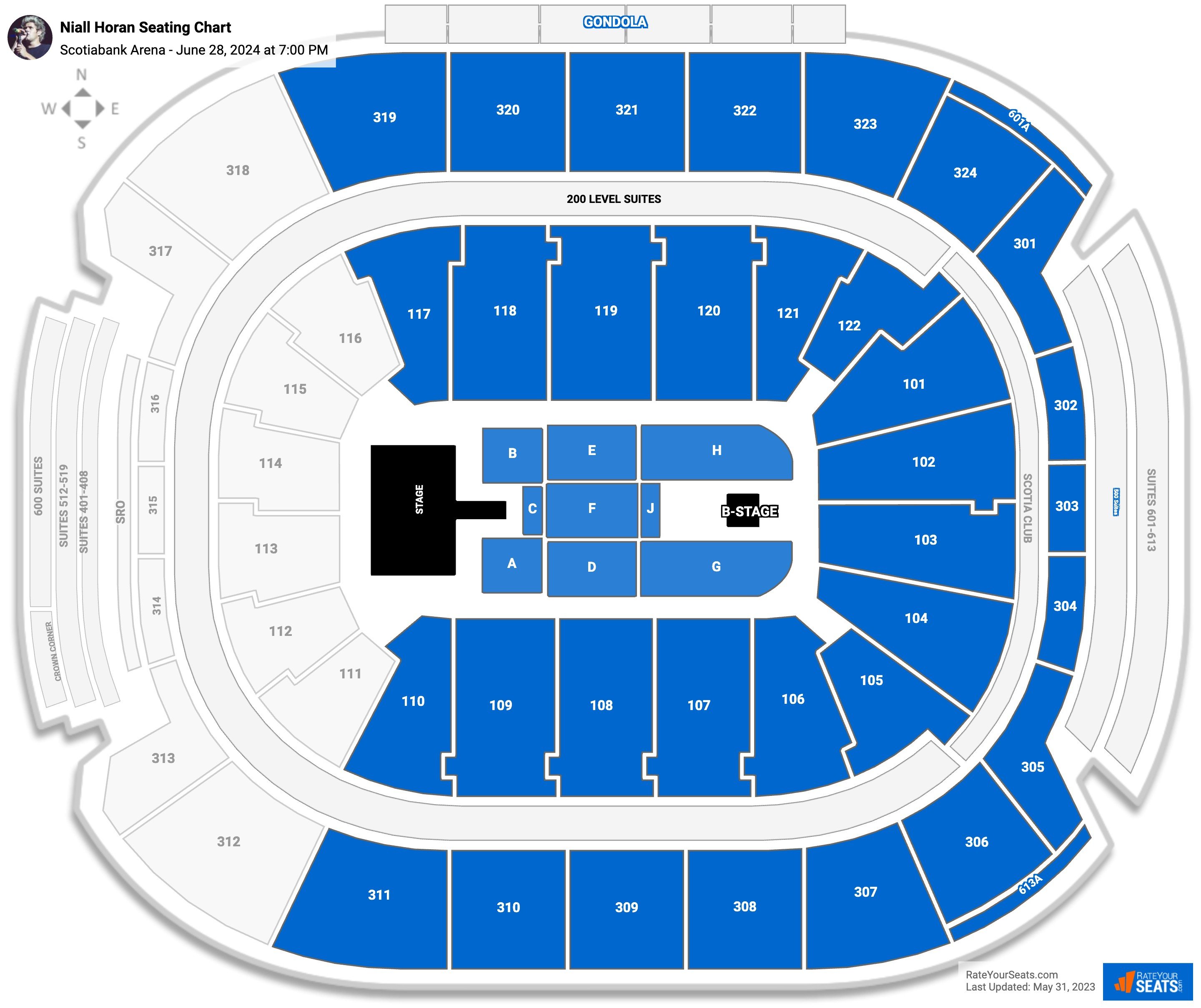 Niall Horan seating chart Scotiabank Arena