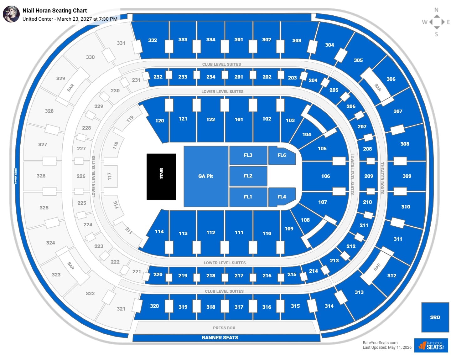 Niall Horan Seating Chart at United Center