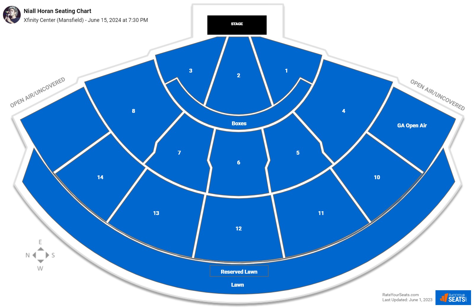 Niall Horan seating chart Xfinity Center (Mansfield)