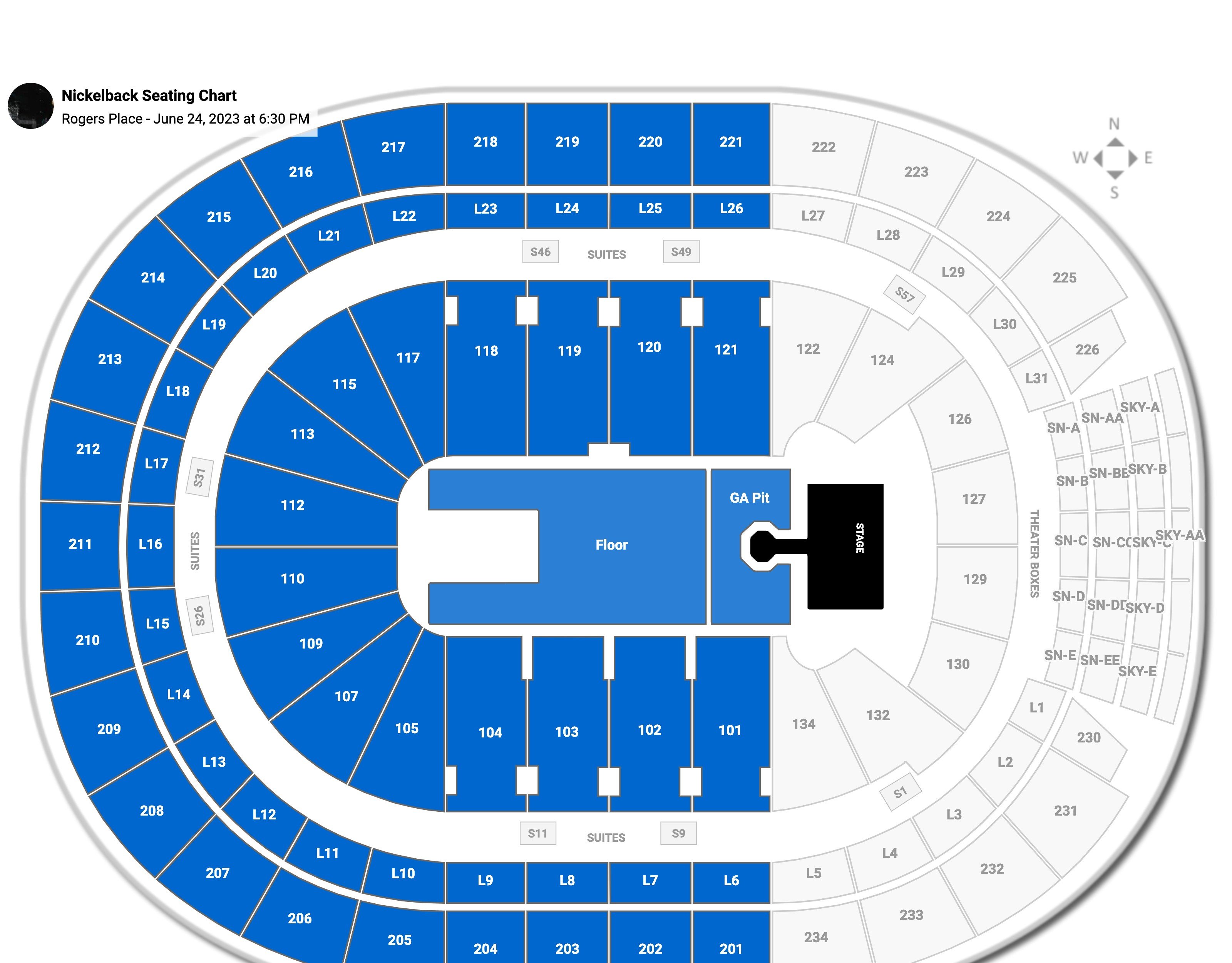 Nickelback seating chart Rogers Place
