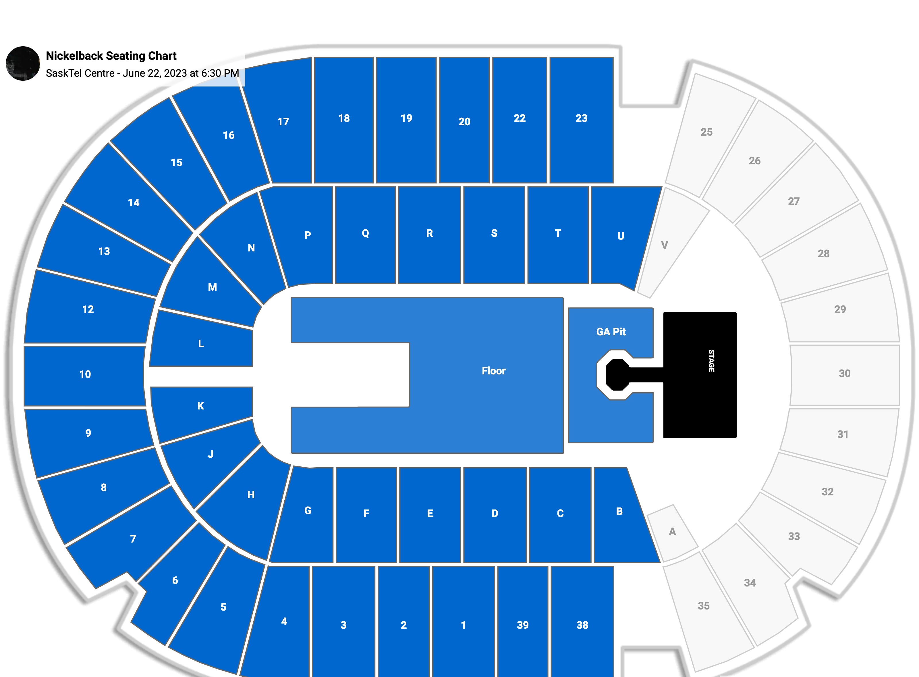 Nickelback seating chart SaskTel Centre
