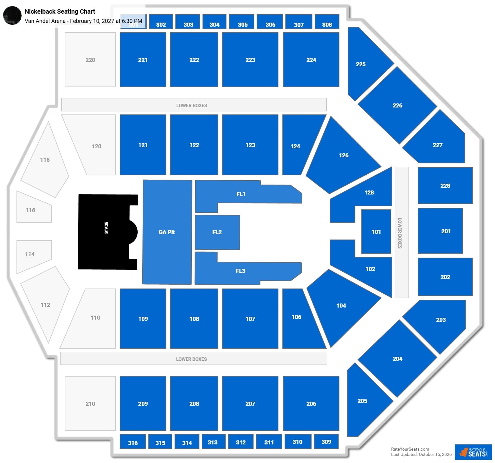 Nickelback Seating Chart at Van Andel Arena