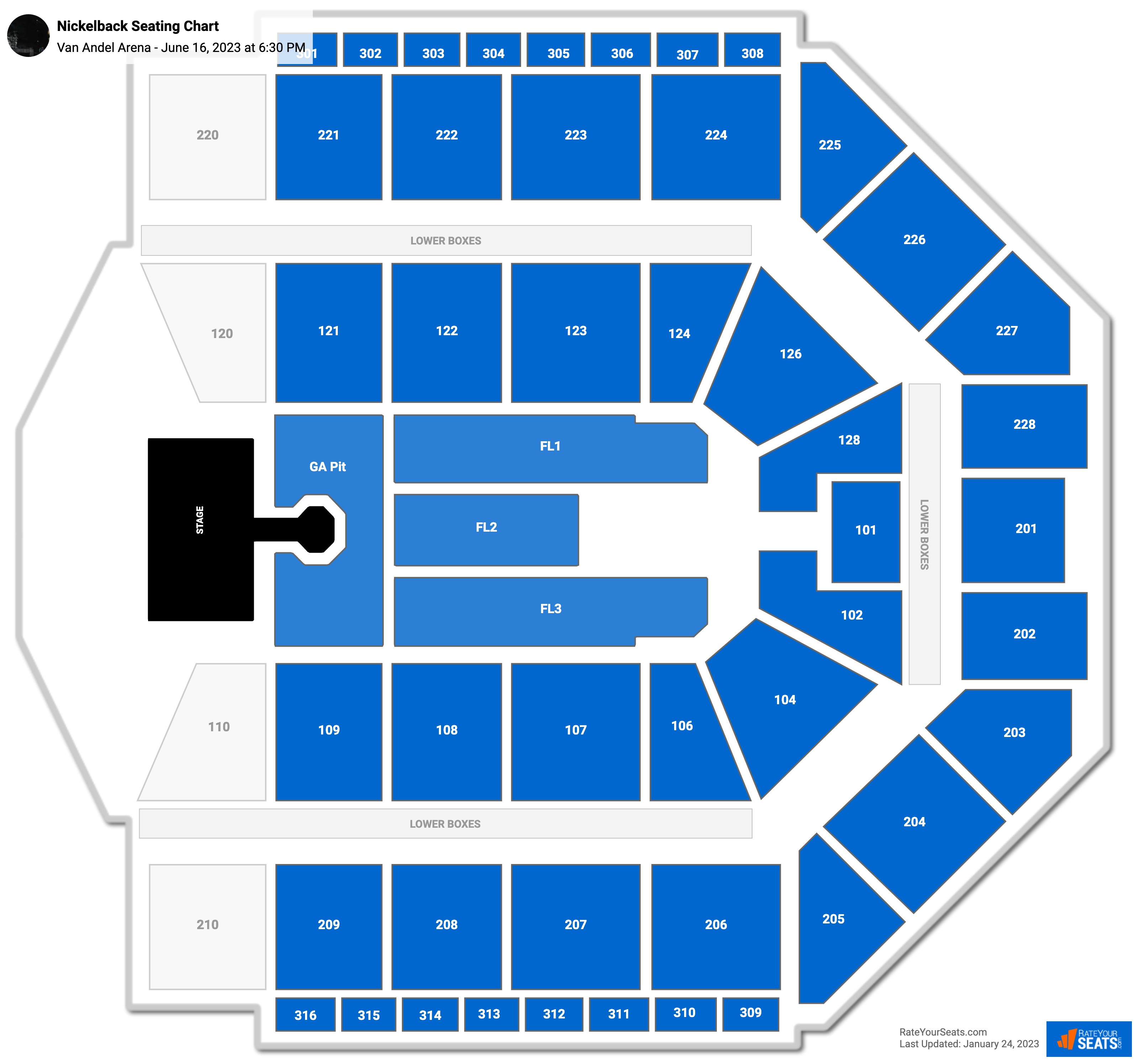 Nickelback seating chart Van Andel Arena