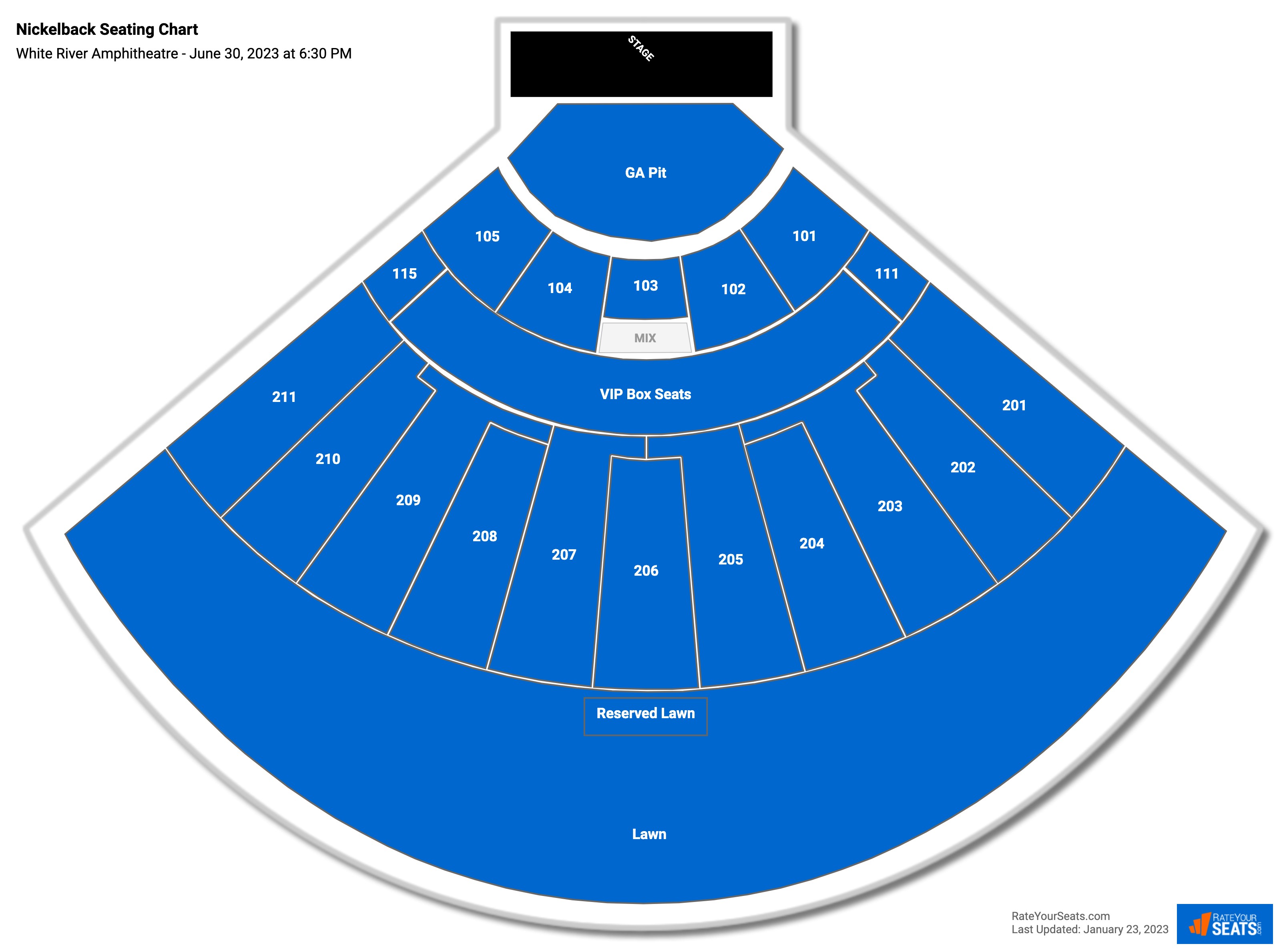 Nickelback seating chart White River Amphitheatre