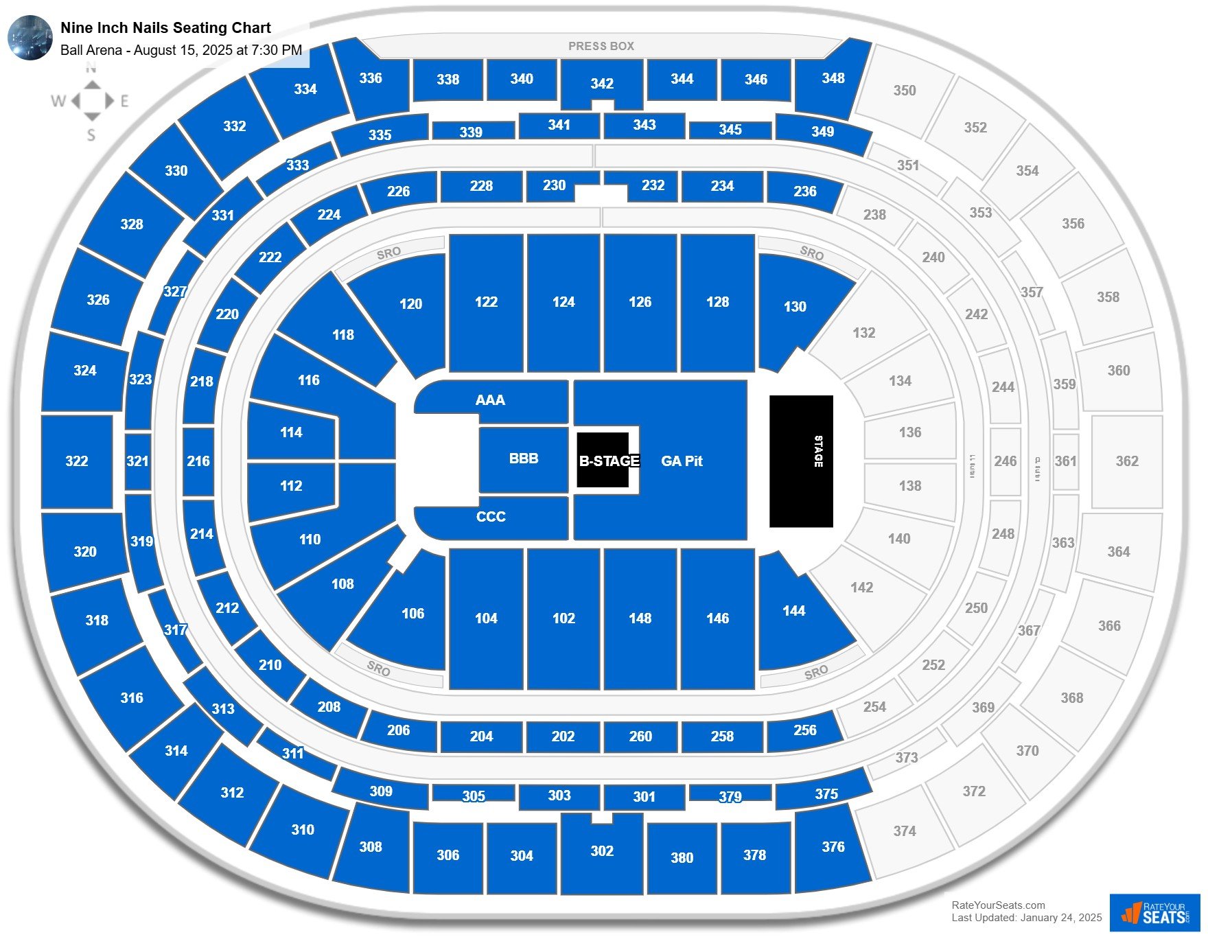 Nine Inch Nails seating chart Ball Arena