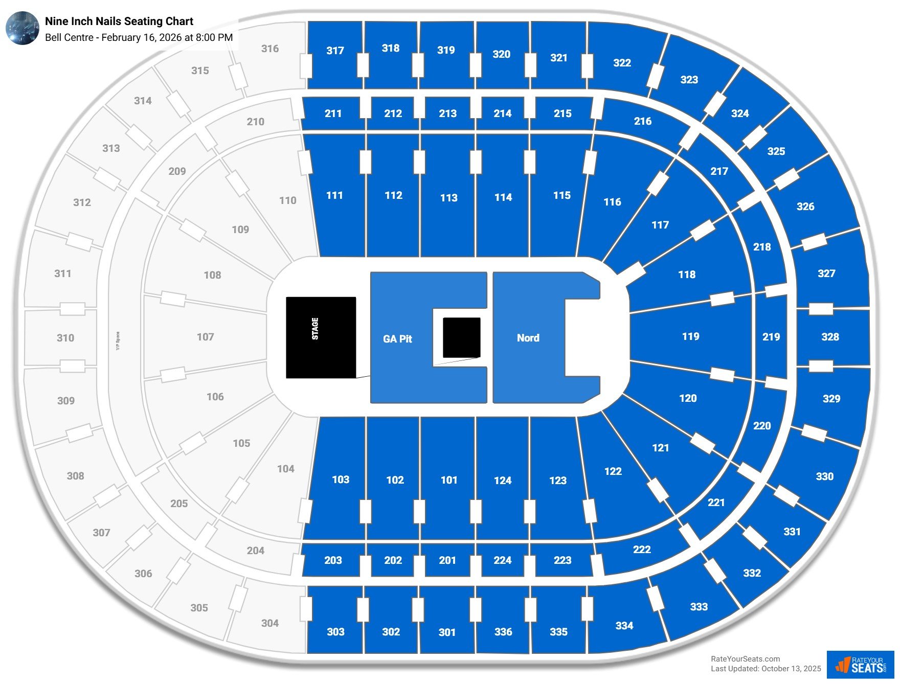 Nine Inch Nails seating chart Bell Centre