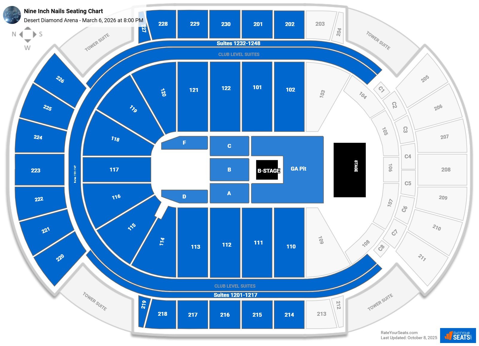 Nine Inch Nails seating chart Desert Diamond Arena