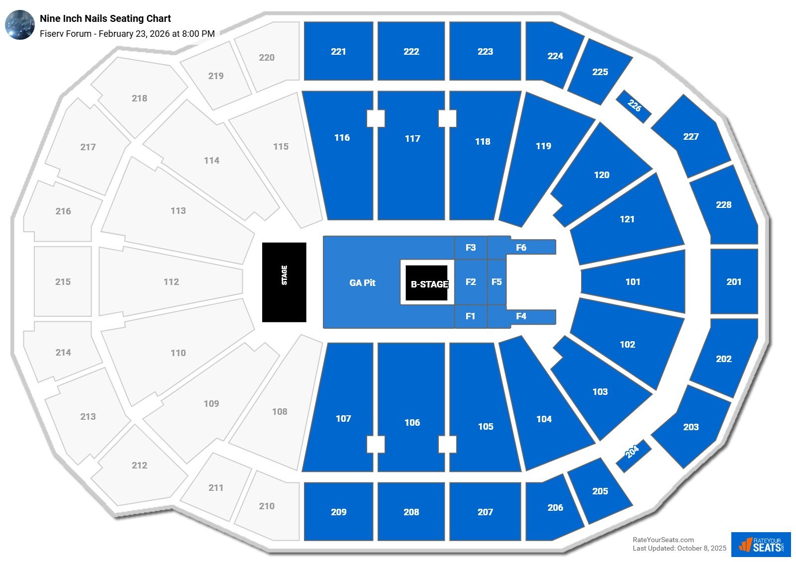 Nine Inch Nails seating chart Fiserv Forum
