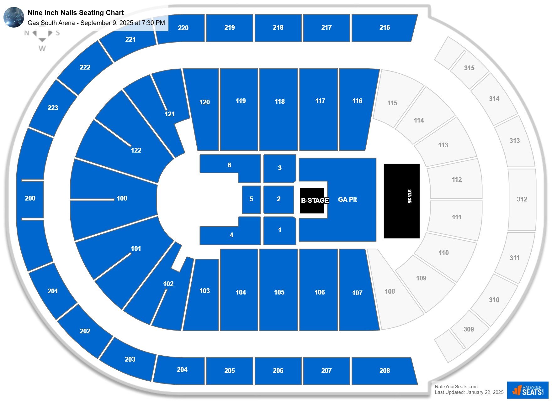 Nine Inch Nails seating chart Gas South Arena