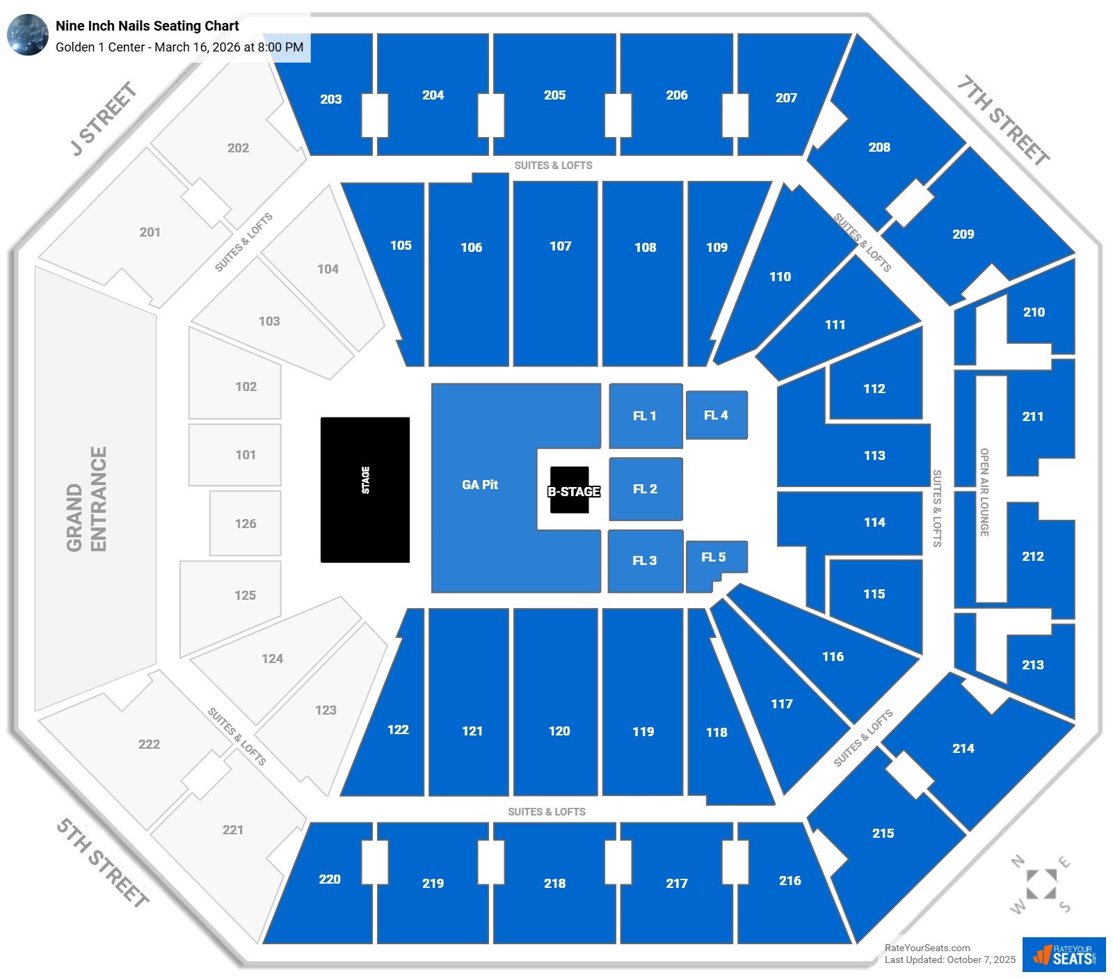 Nine Inch Nails seating chart Golden 1 Center