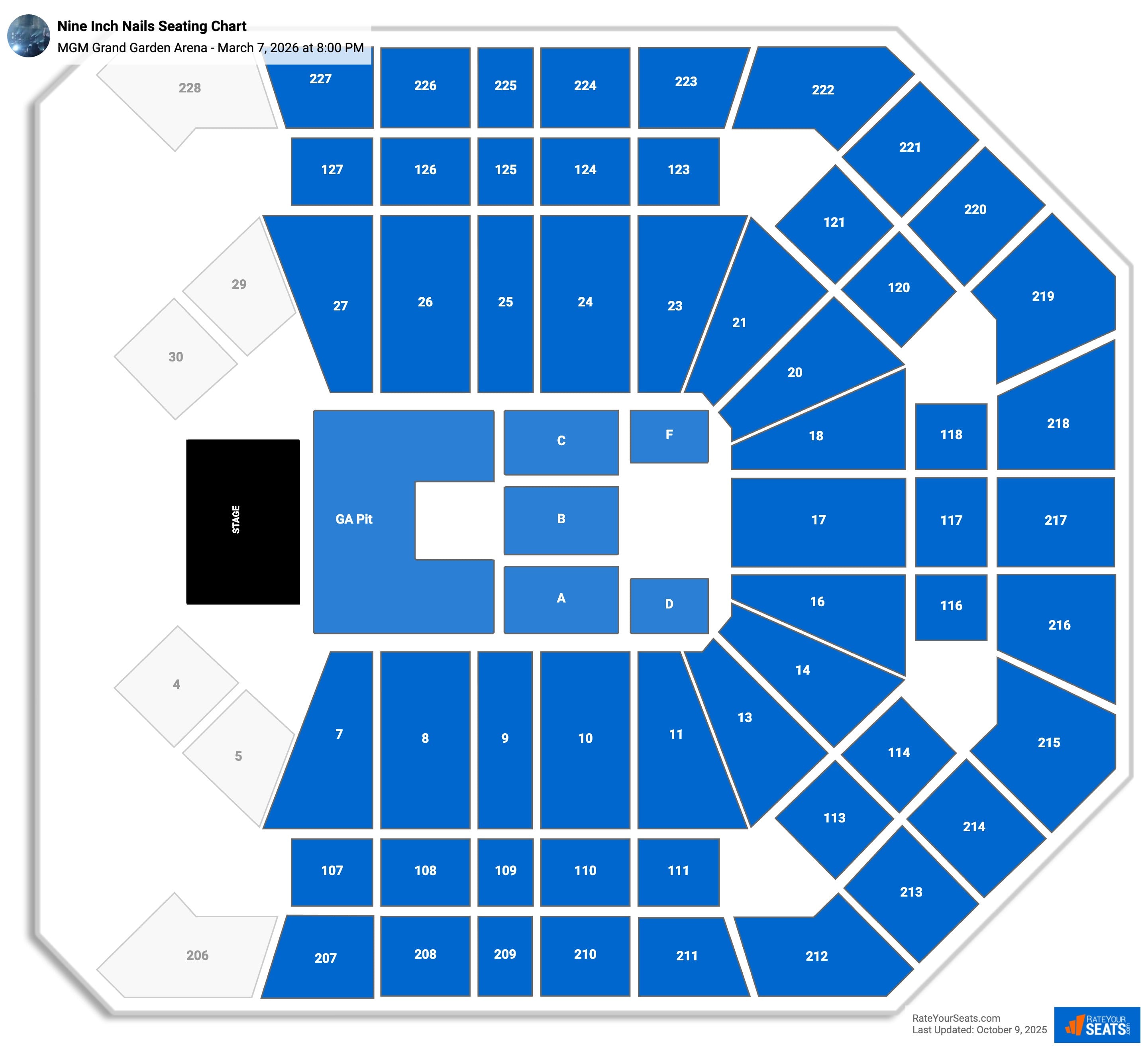 Nine Inch Nails seating chart MGM Grand Garden Arena